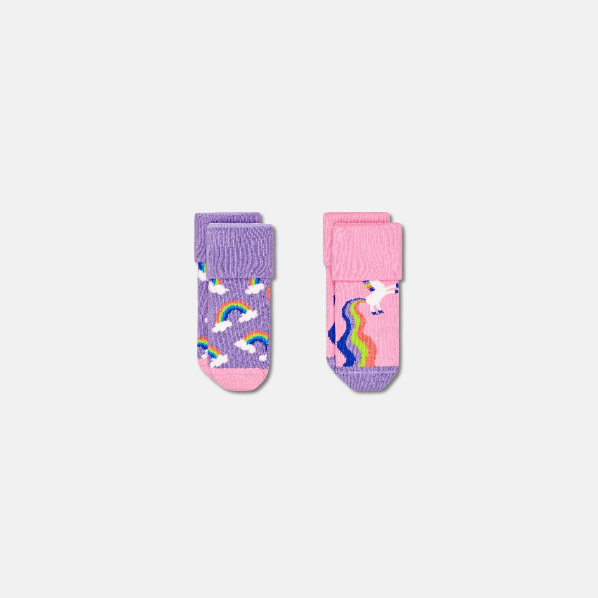 Dětské ponožky Happy Socks pro miminka, vzor Rainbow & Unicorn - 2 páry
