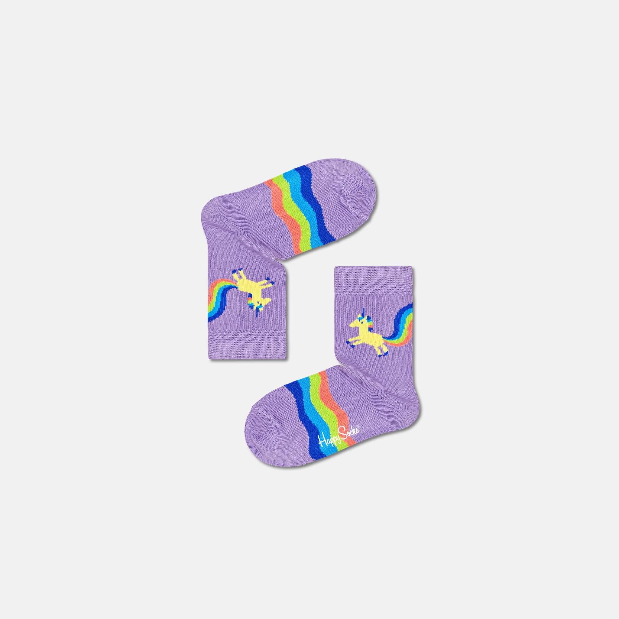 Dětské fialové ponožky Happy Socks s jednorožcem, vzor Rainbow Tail