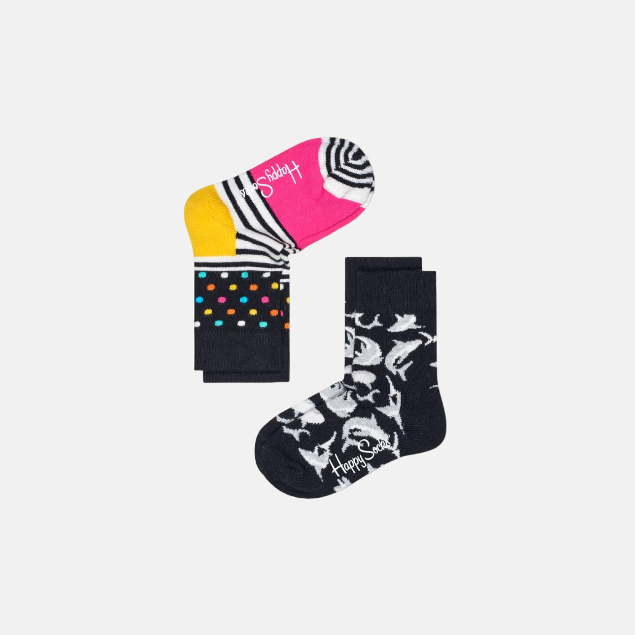 Dětské barevné ponožky Happy Socks, dva páry – Stripe Dot a Dolphin