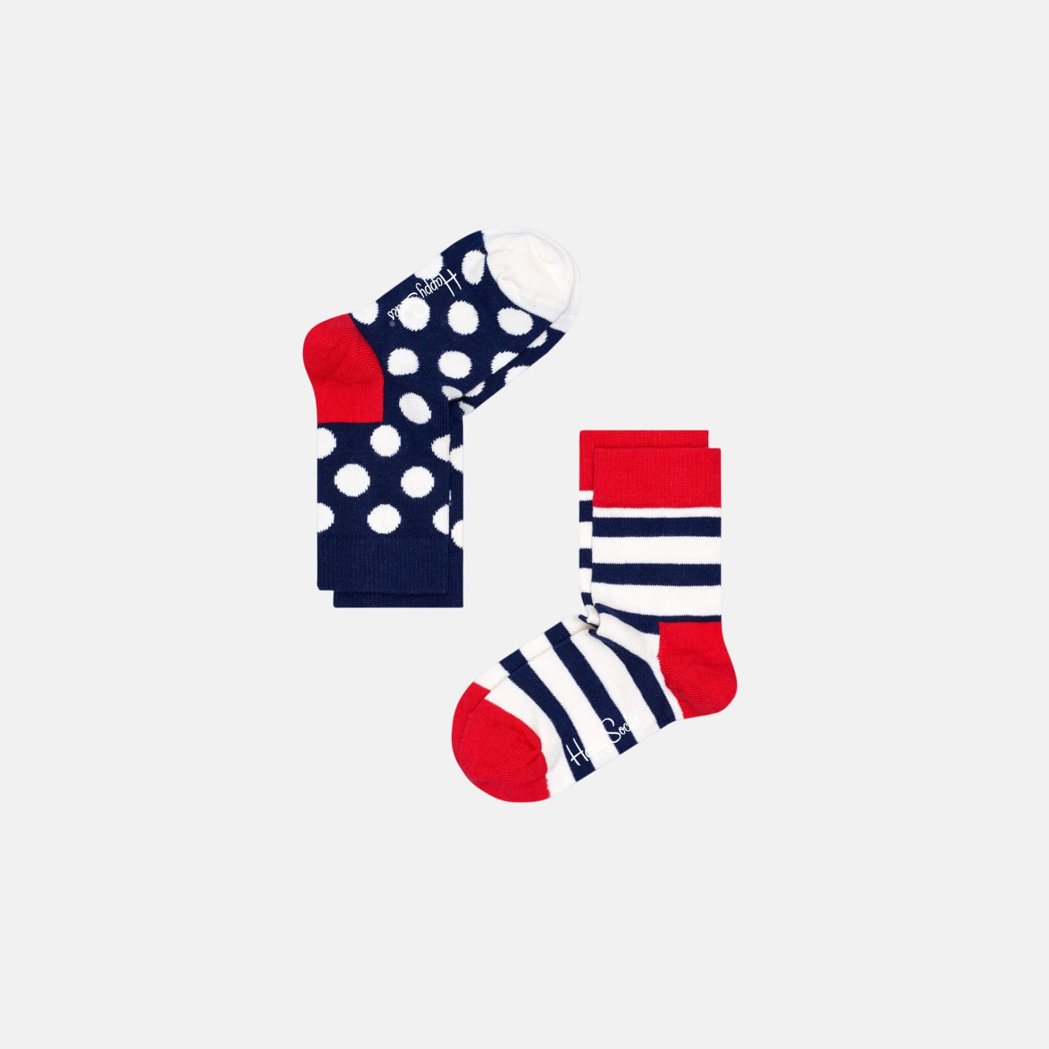 Dětské modro-bílé ponožky Happy Socks, dva páry – Stripes a Big Dot