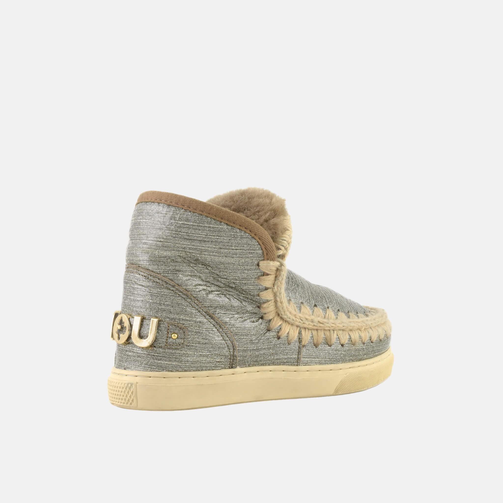 Dámské stříbrné válenky s logem Mou Eskimo Sneaker big metallic logo