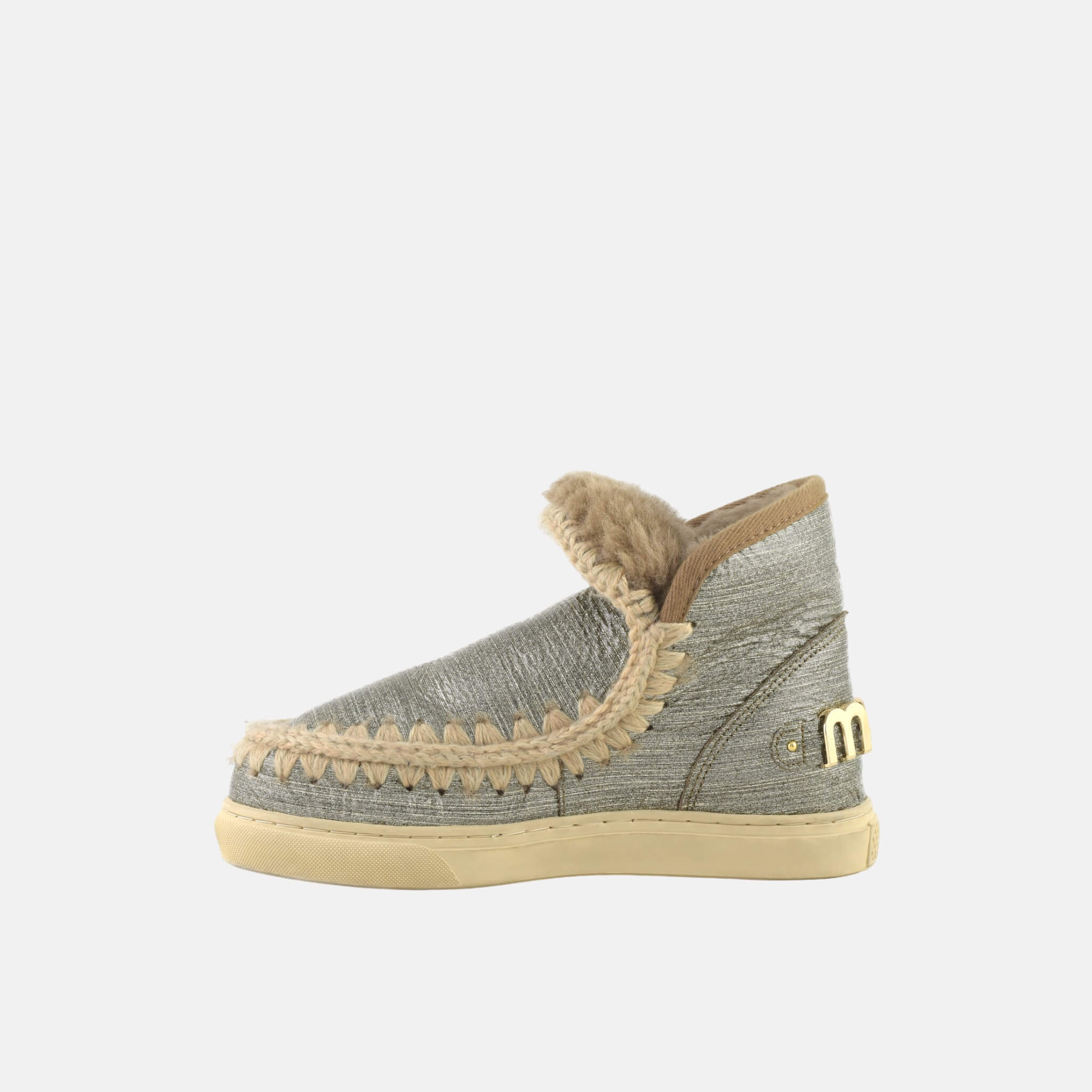 Dámské stříbrné válenky s logem Mou Eskimo Sneaker big metallic logo