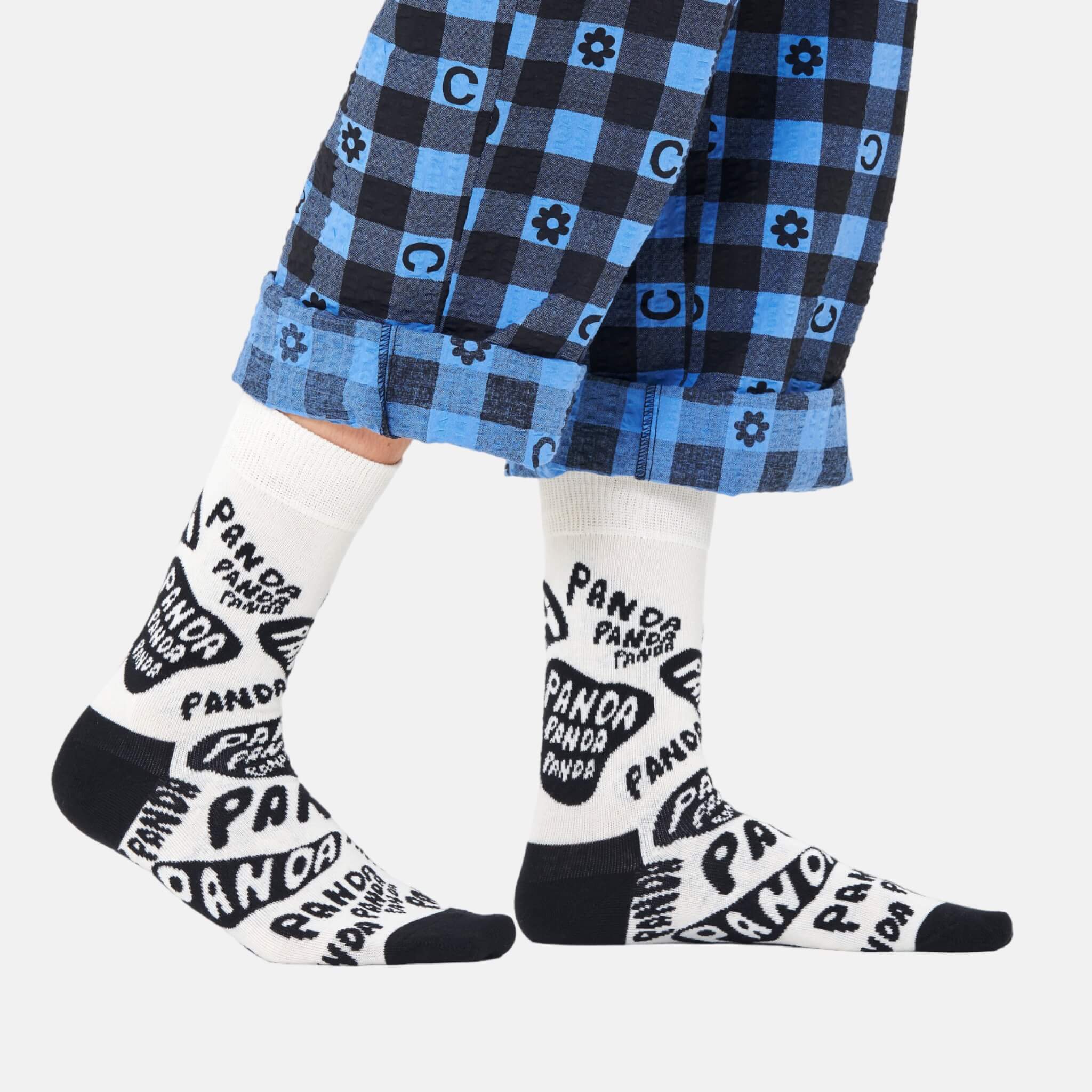 Černobílé ponožky Happy Socks x WWF, vzor Panda - Panda - Panda