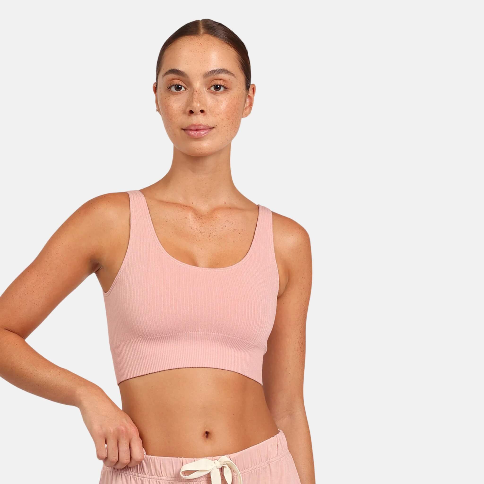 Růžová podprsenka Boody Ribbed Seamless Bra