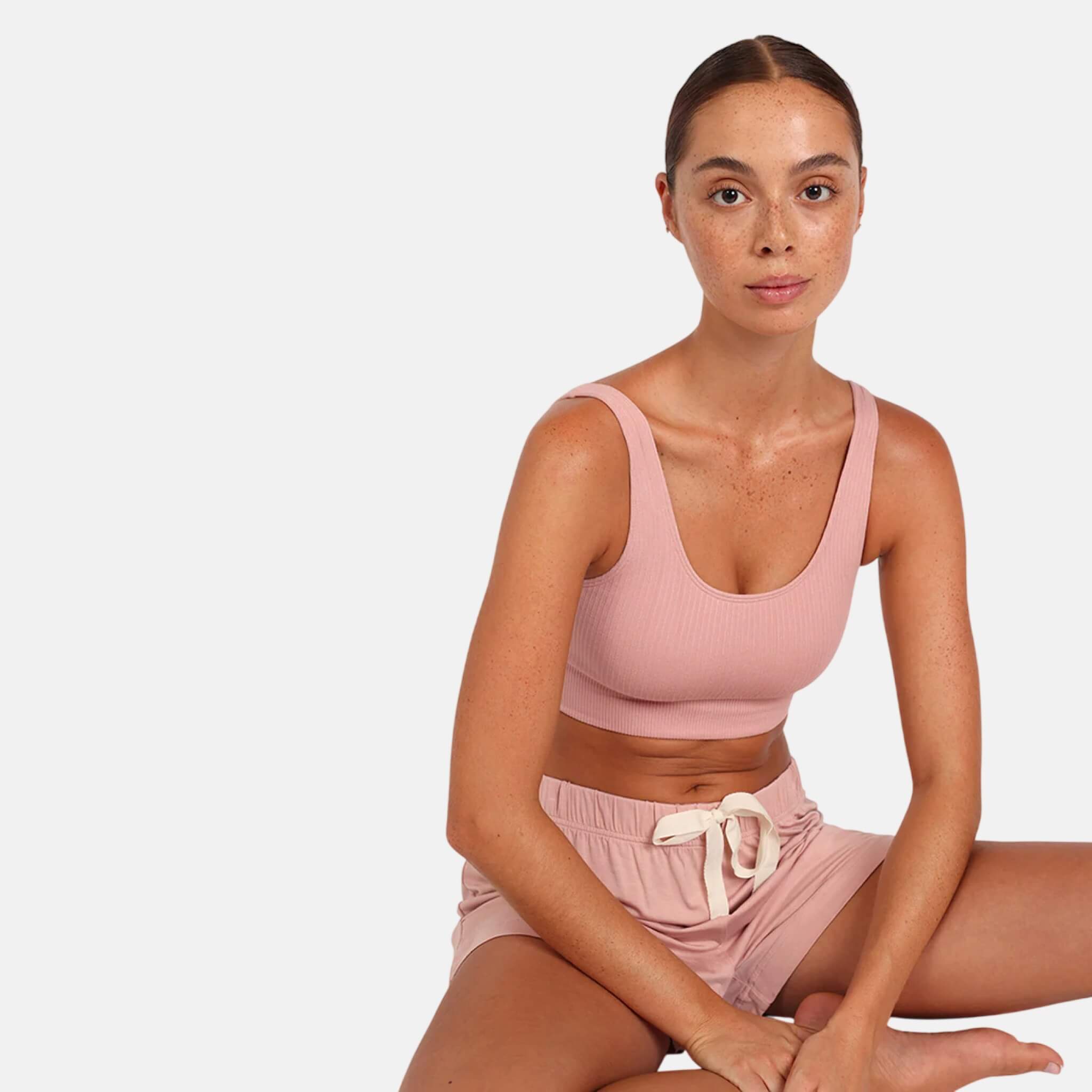 Růžová podprsenka Boody Ribbed Seamless Bra