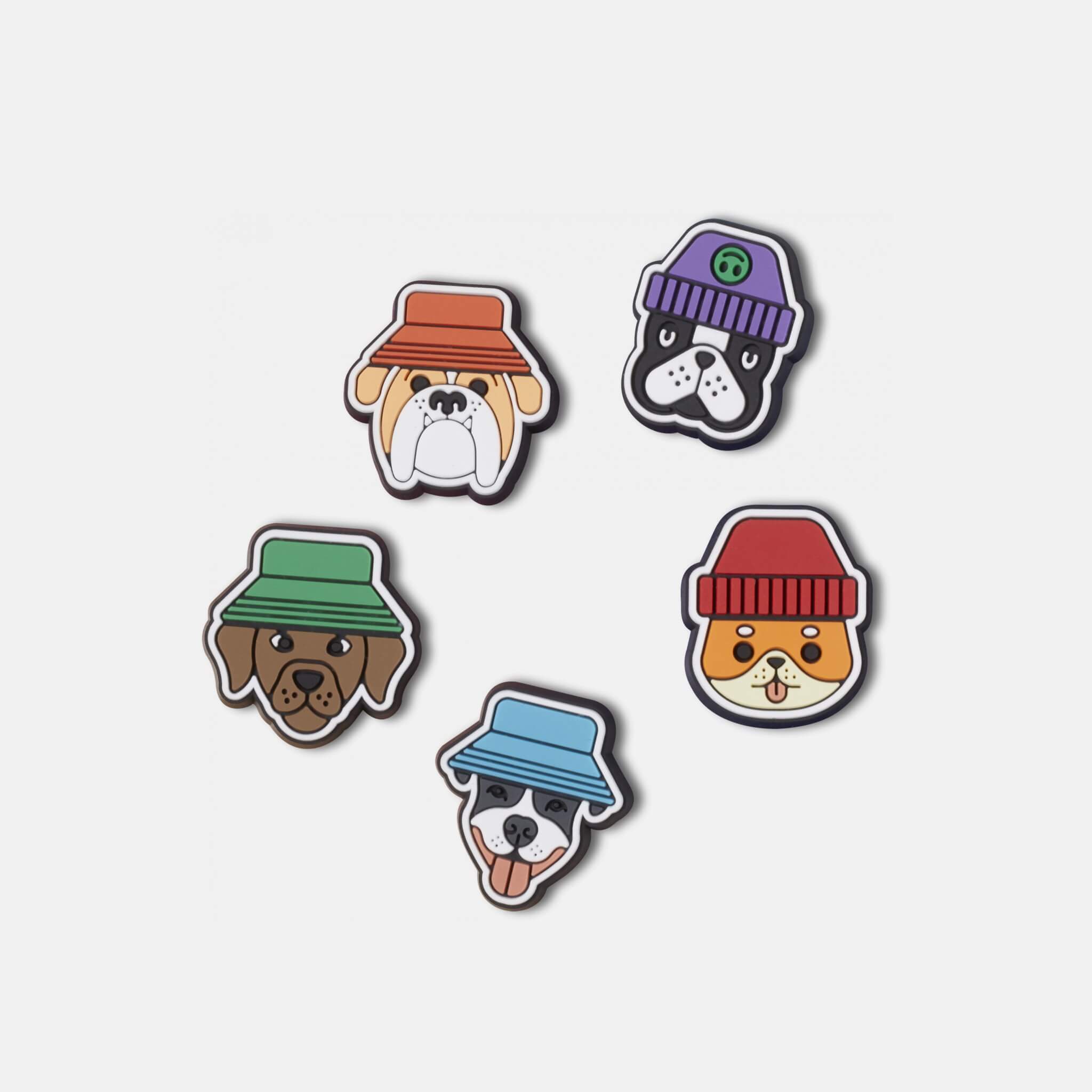 Odznáček Jibbitz – Dogs in Hats – 5 ks