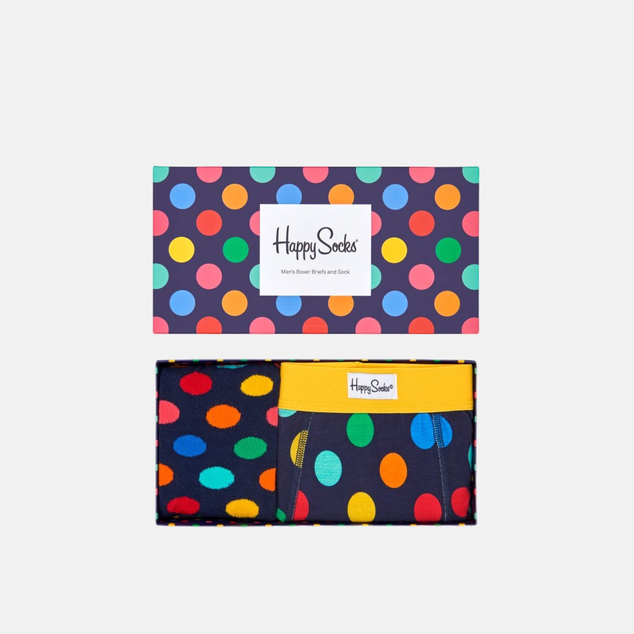 Dárkový box ponožek a boxerek Happy Socks Combo Big Dot Blue - 2 páry