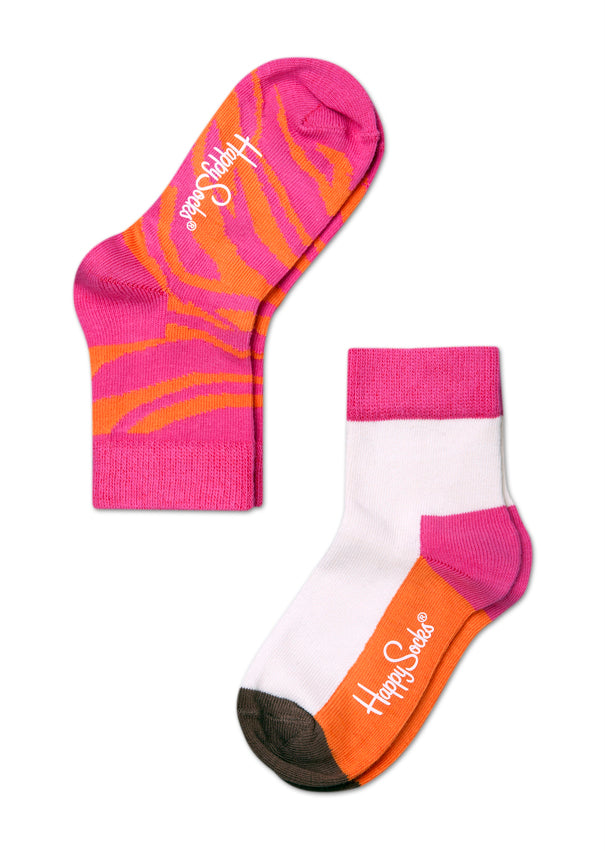 Dětské barevné ponožky Happy Socks, dva páry - Zebra