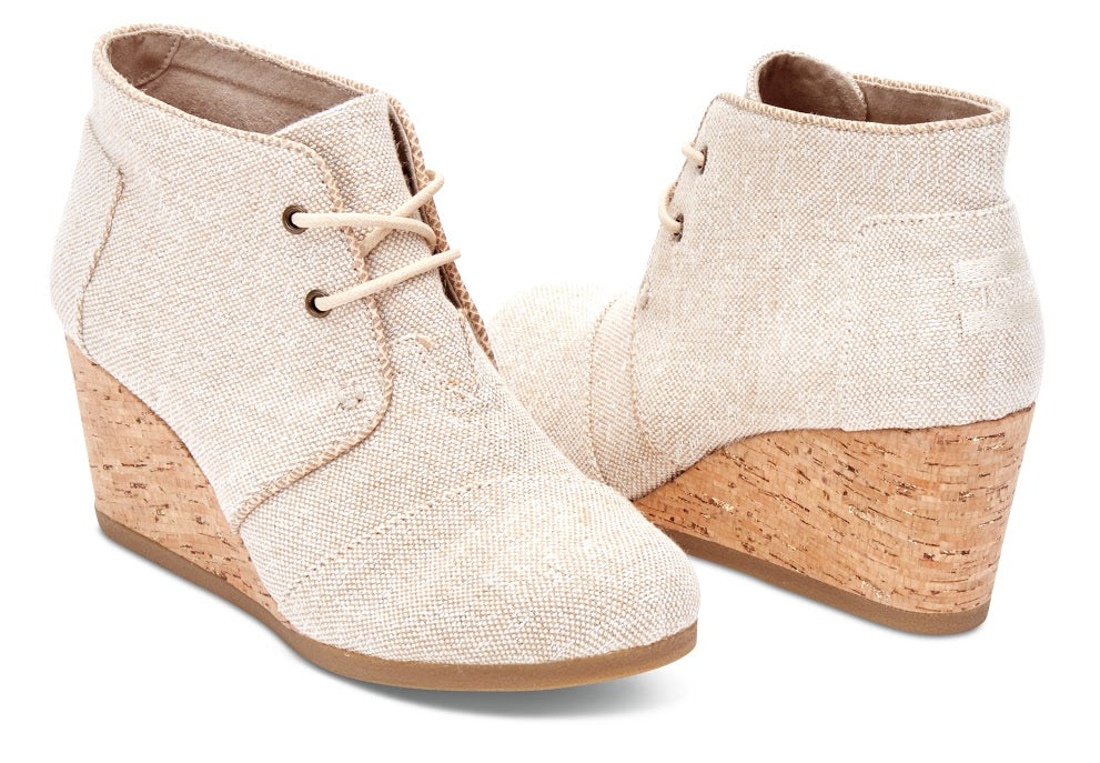 Béžové dámské TOMS Metallic Desert Wedge