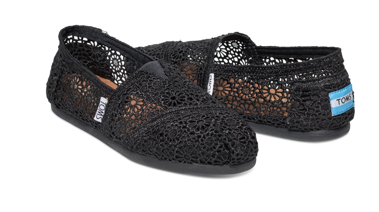 Dámské černé TOMS Marrocan Crochet Alpargata