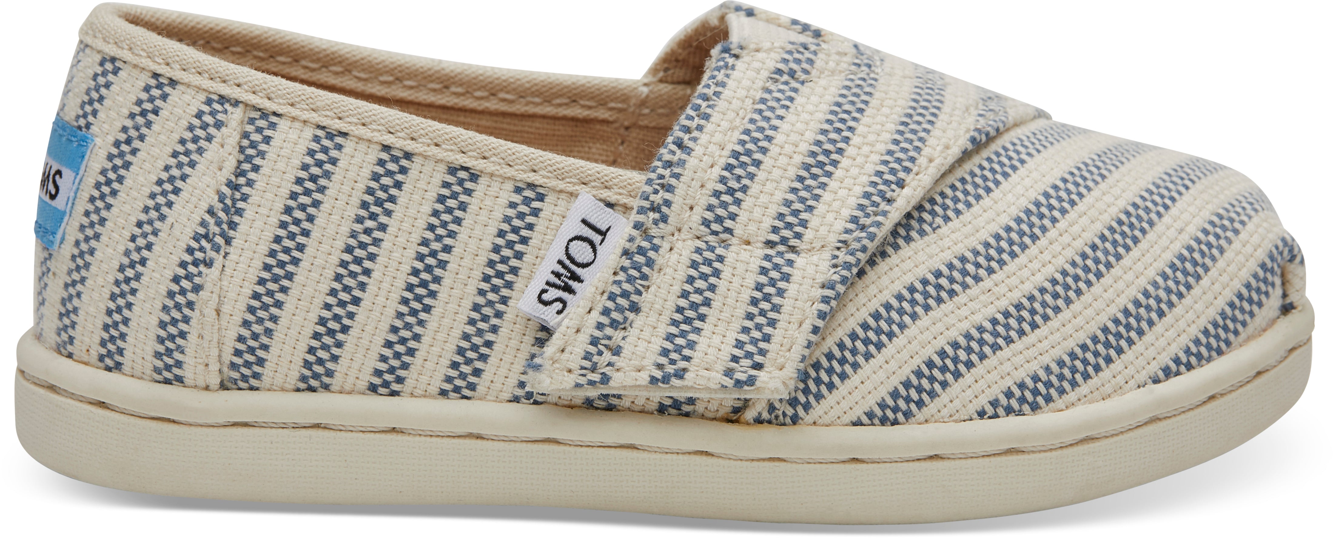 Dětské krémovo-modré TOMS Stripes Seasonal Classics Tiny Alpargata