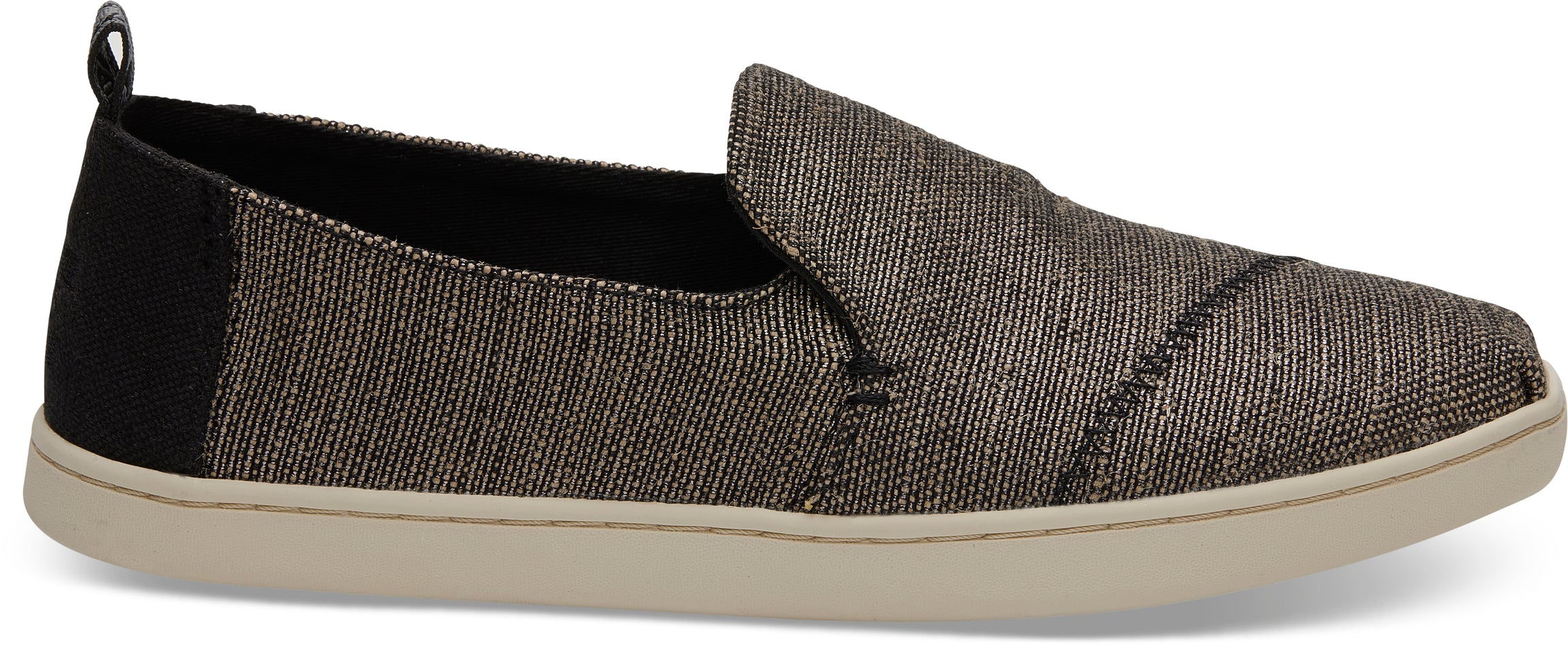 Dámské černé metalické slipony TOMS  Deconstructed Alpargata Slip On