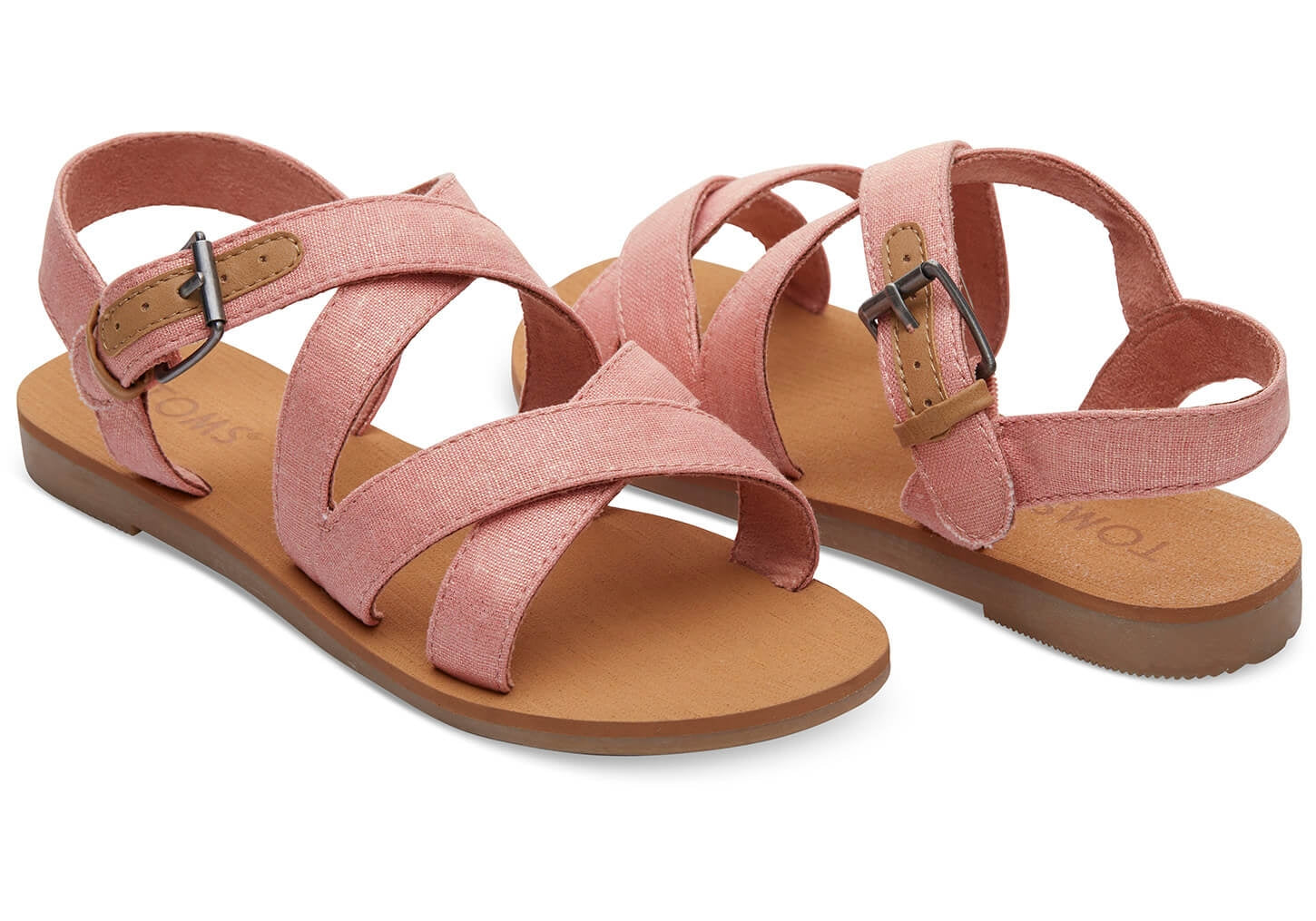 Dětské růžové sandálky TOMS Pink Shimmer Canvas Youth Sicily Sandals