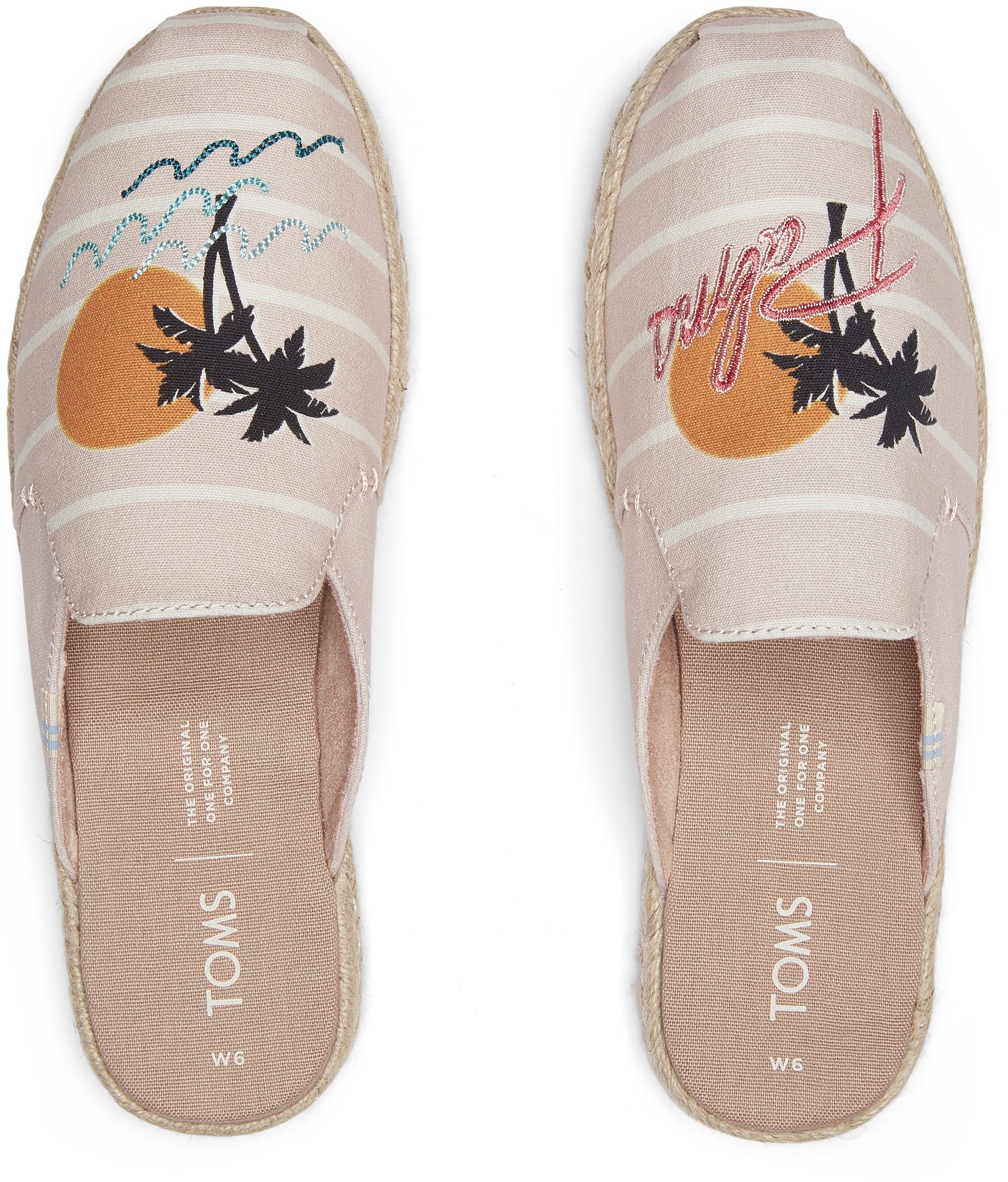 Dámské růžové pantofle s ozdobnou výšivkou TOMS Nova