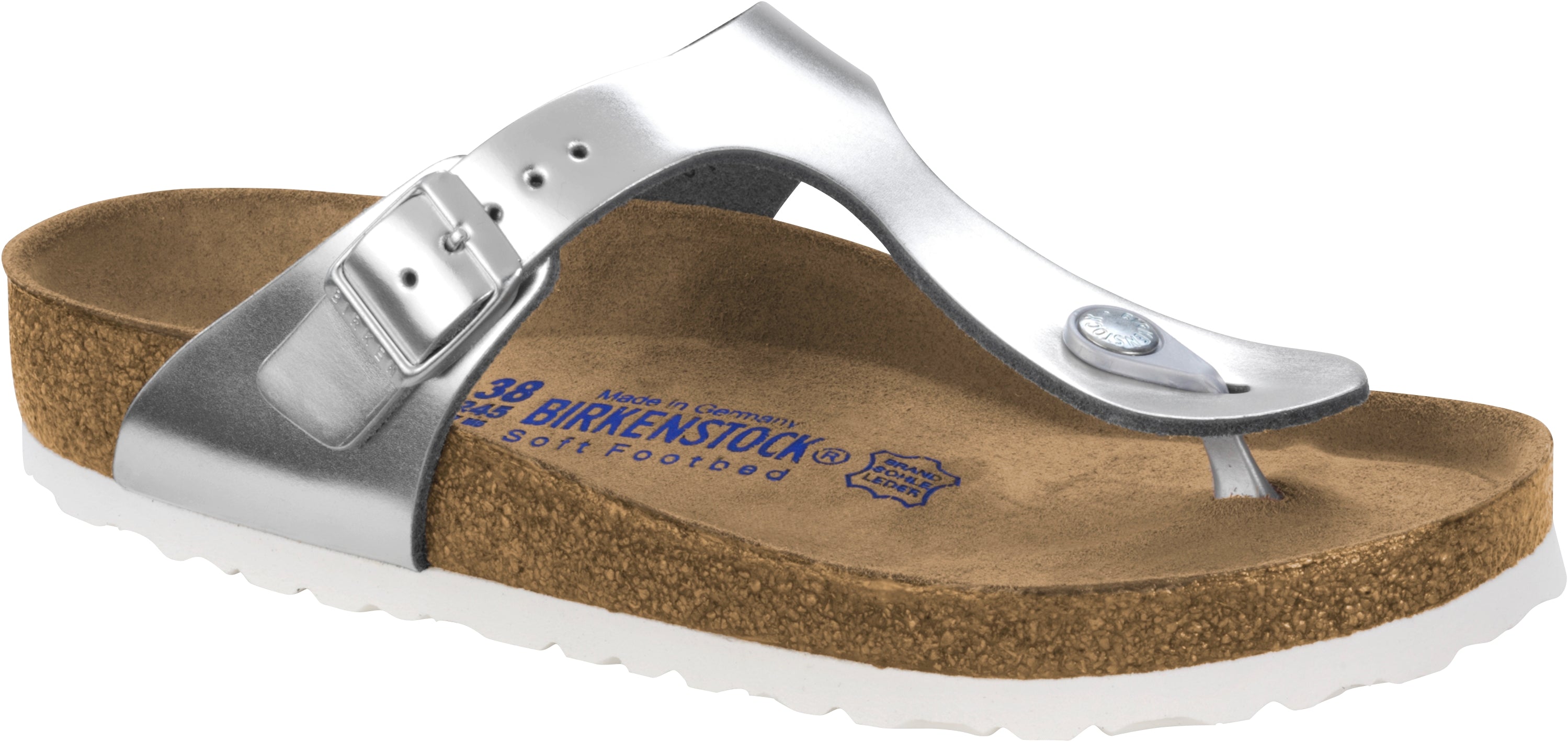 Stříbrné žabky Birkenstock Gizeh Metallic Leather