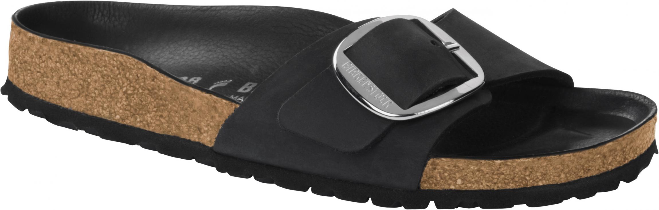 Černé Regular pantofle Birkenstock Madrid Big Buckle Oiled Leather