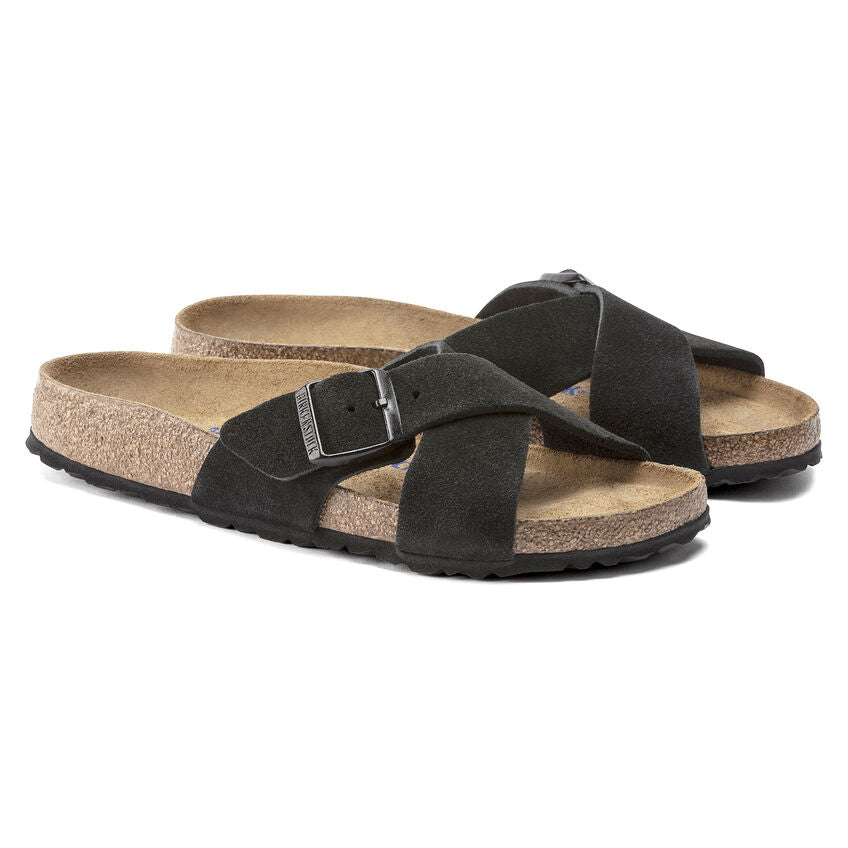 Černé pantofle Birkenstock Siena Soft Footbed Suede