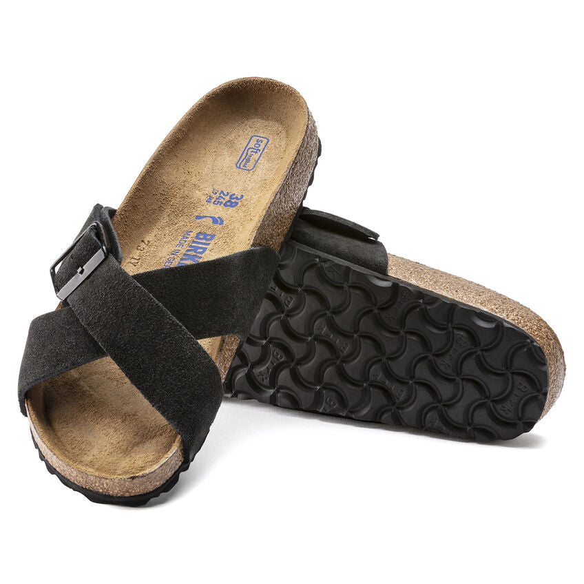 Černé pantofle Birkenstock Siena Soft Footbed Suede
