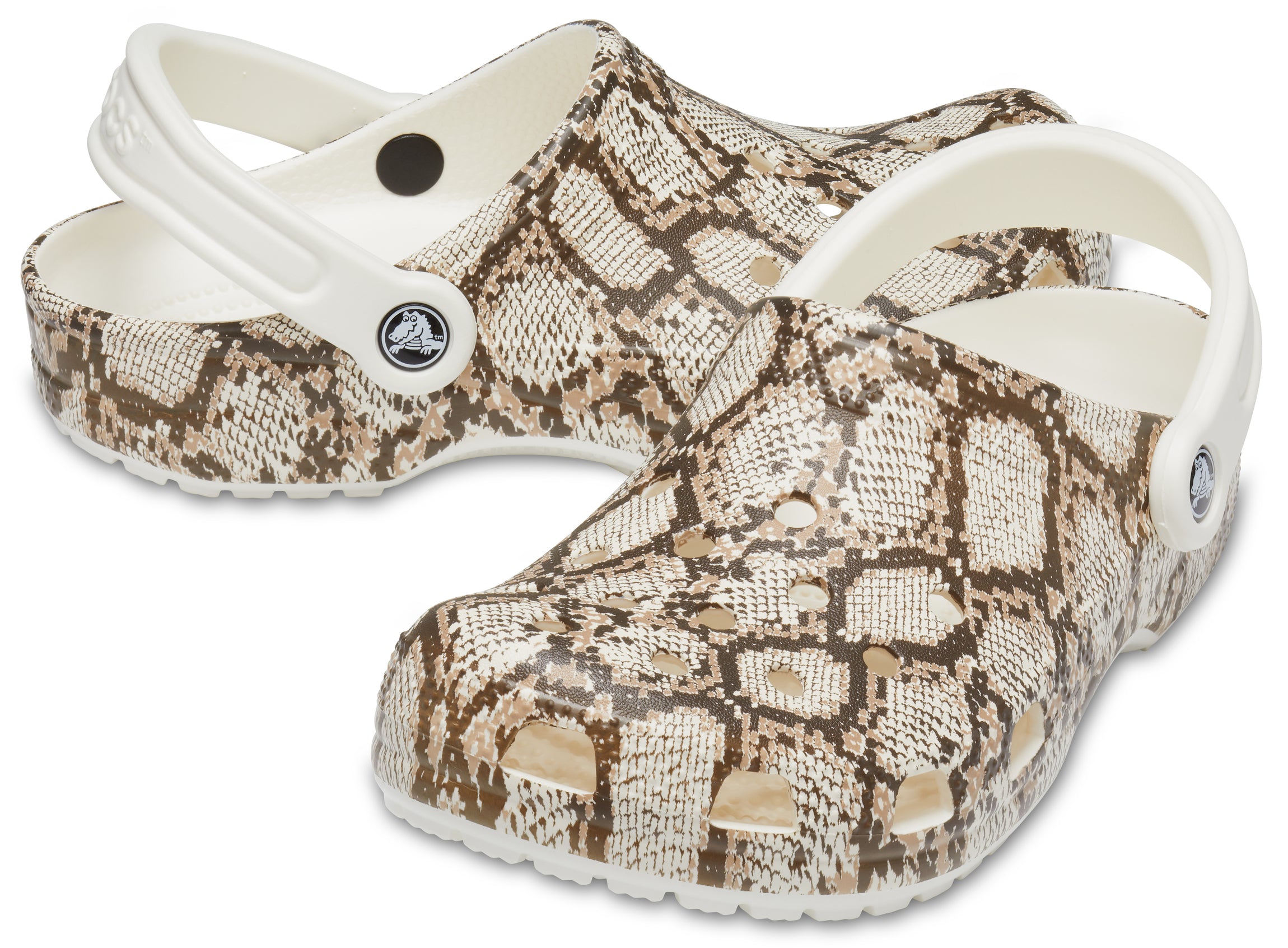 Classic Snake Print Clog Oyster/Mushroom