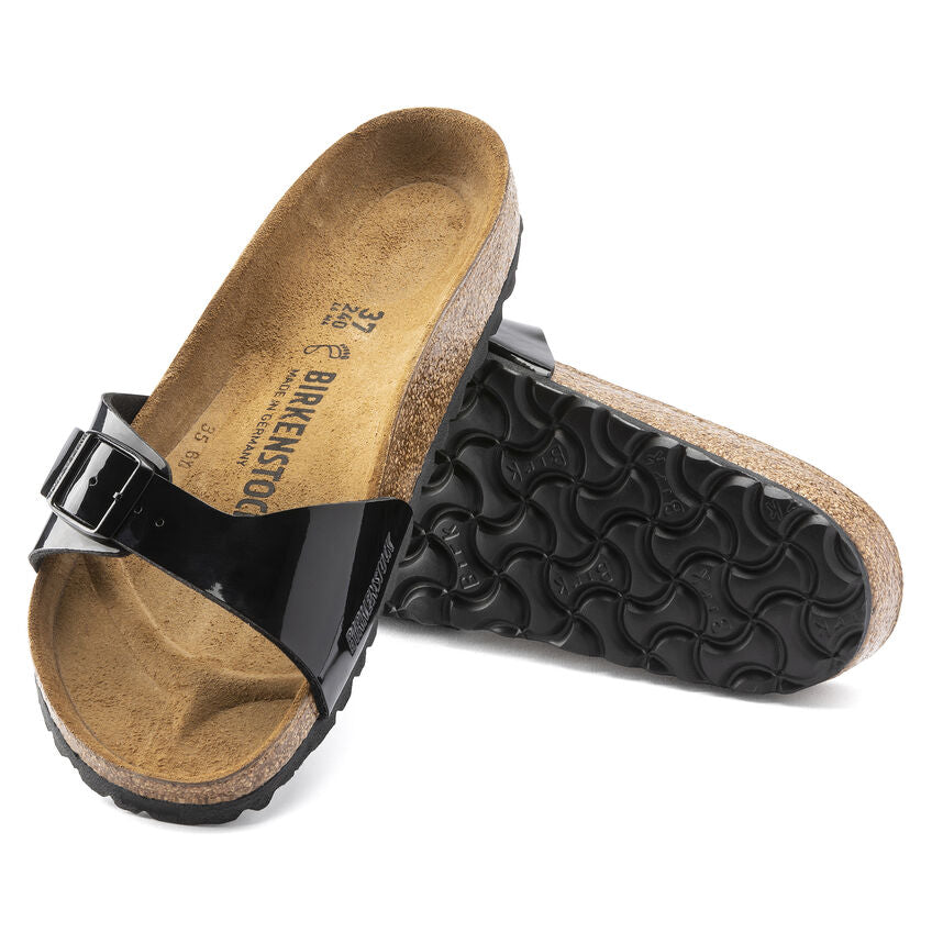 Černé Regular pantofle Birkenstock Madrid Birko-Flor Patent