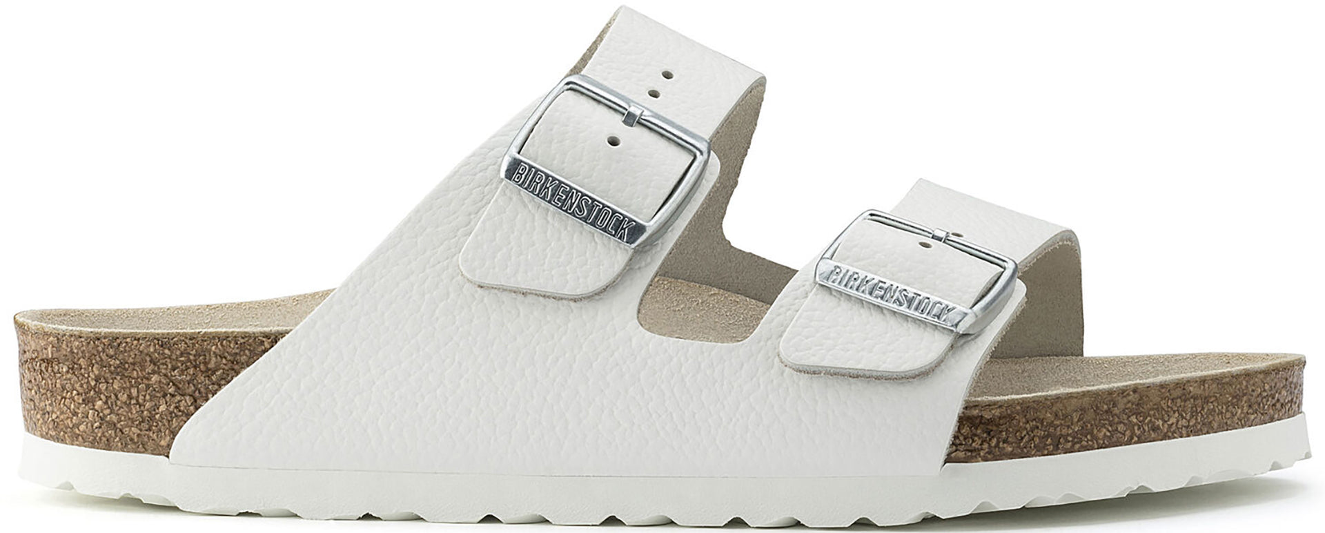 Bílé Narrow pantofle Birkenstock Arizona Natural Leather