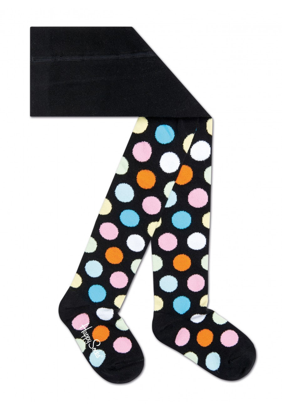 Dětské černé punčocháče Happy Socks s barevnými puntíky