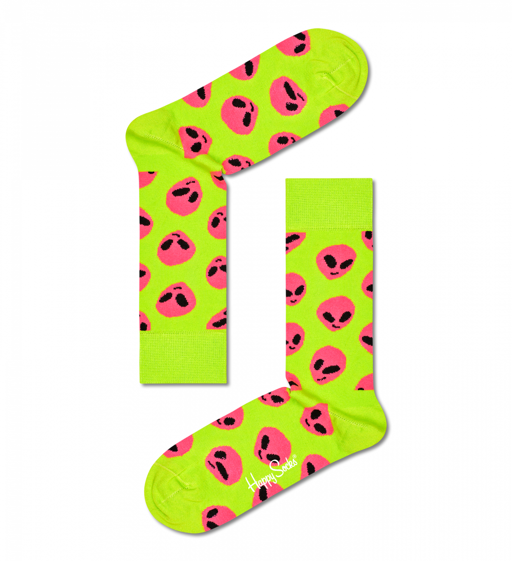 Zelené ponožky Happy Socks s mimozemšťany, vzor Alien