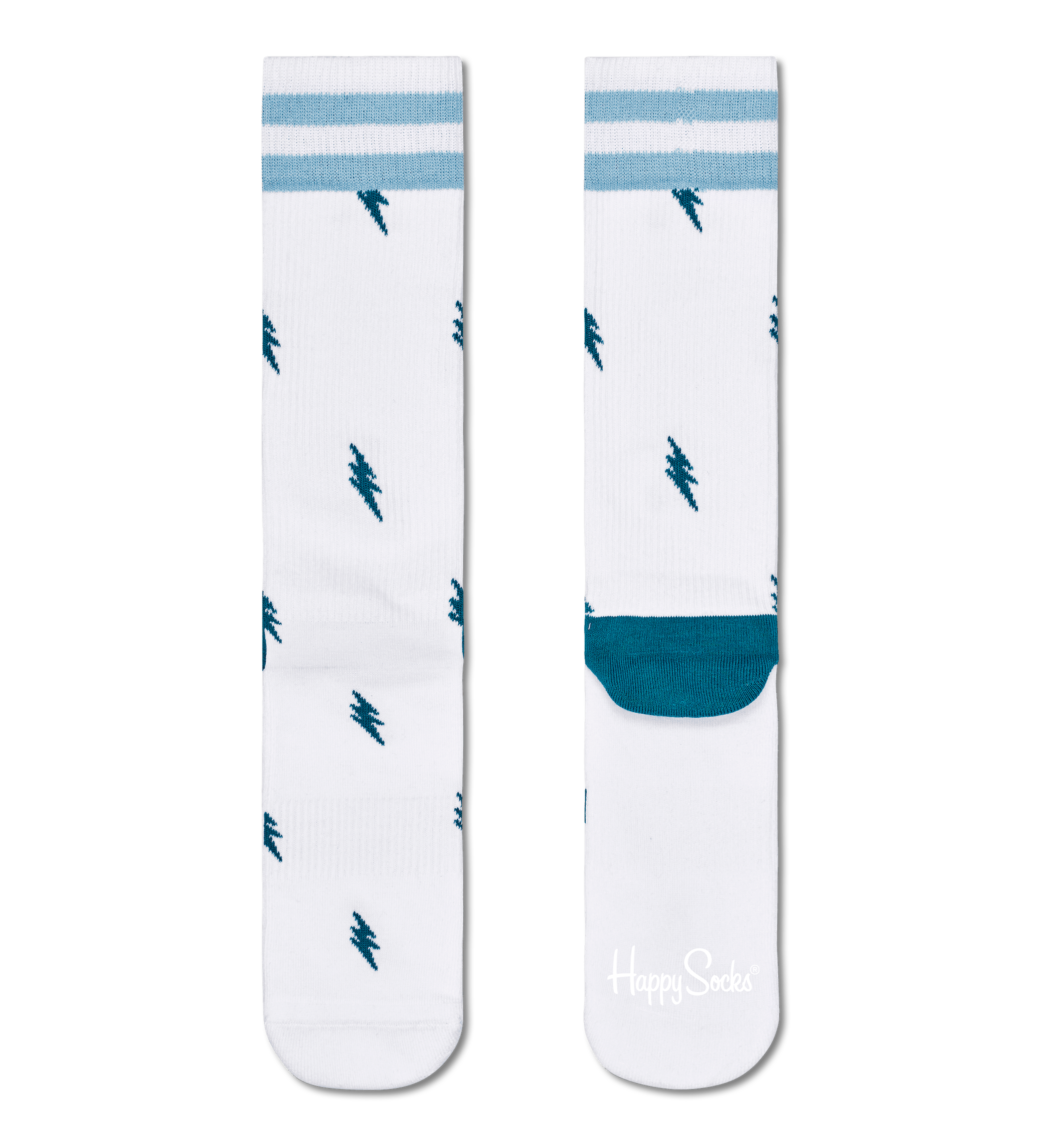 Bílé ponožky Happy Socks s blesky, vzor Small Flash // KOLEKCE ATHLETIC