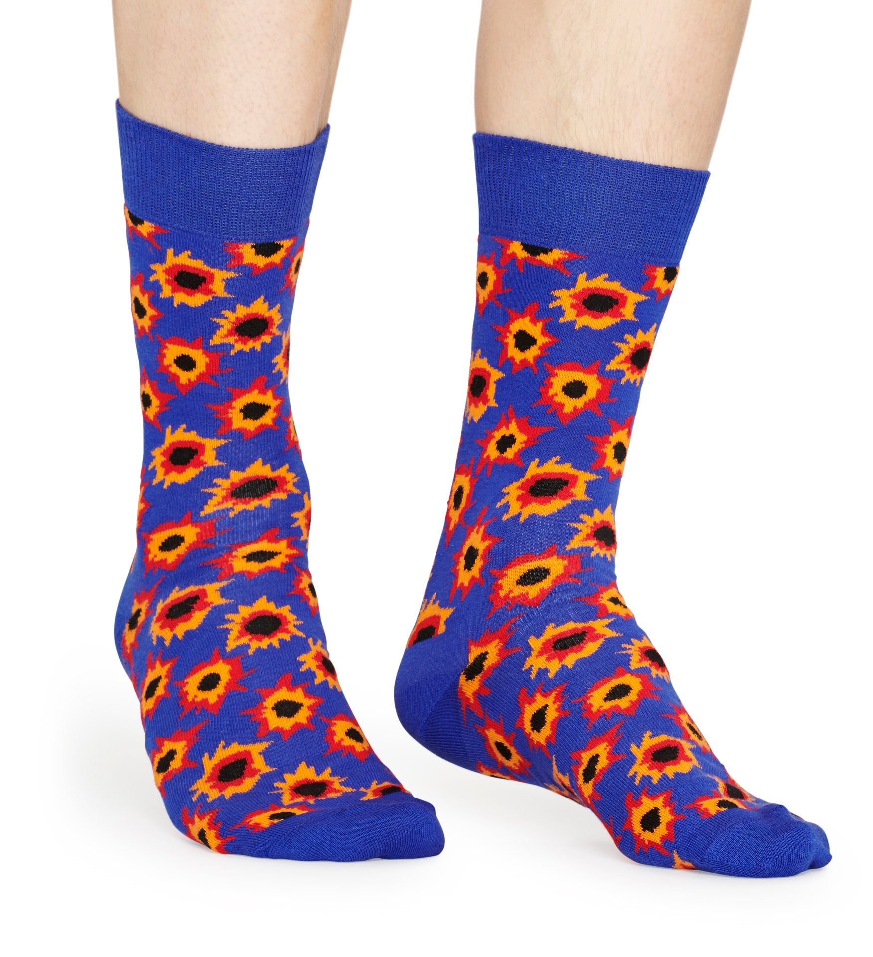 Modré ponožky Happy Socks s barevným vzorem Bang