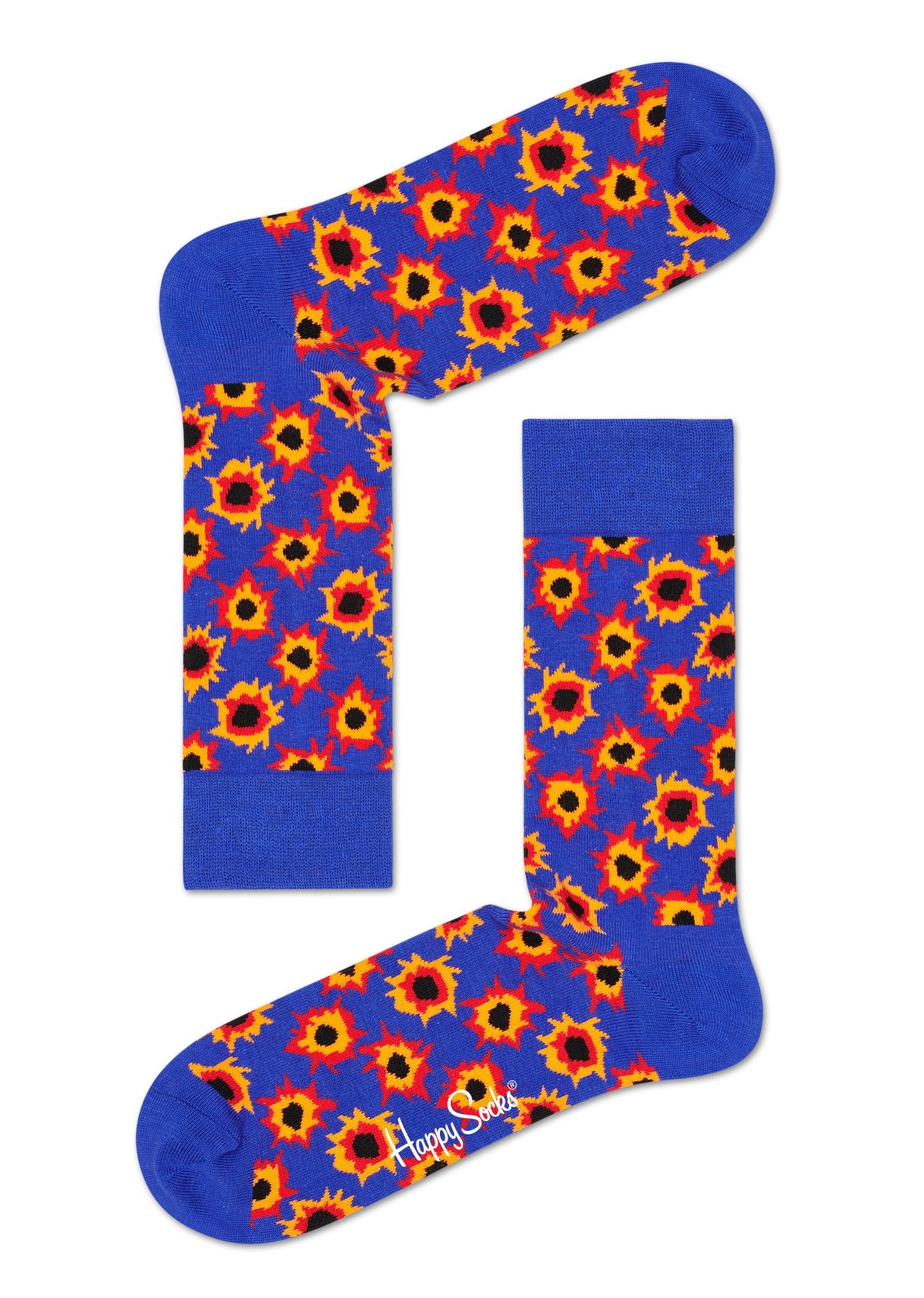Modré ponožky Happy Socks s barevným vzorem Bang