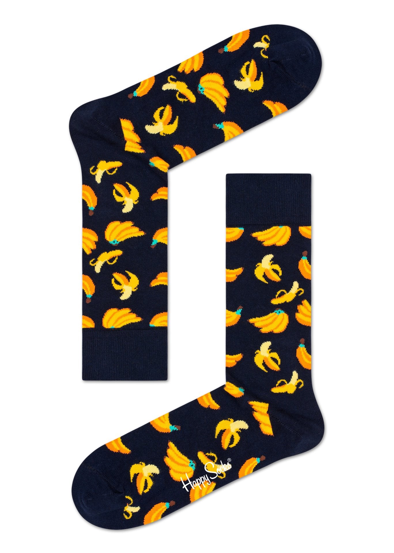 Černé ponožky Happy Socks s banány, vzor Banana