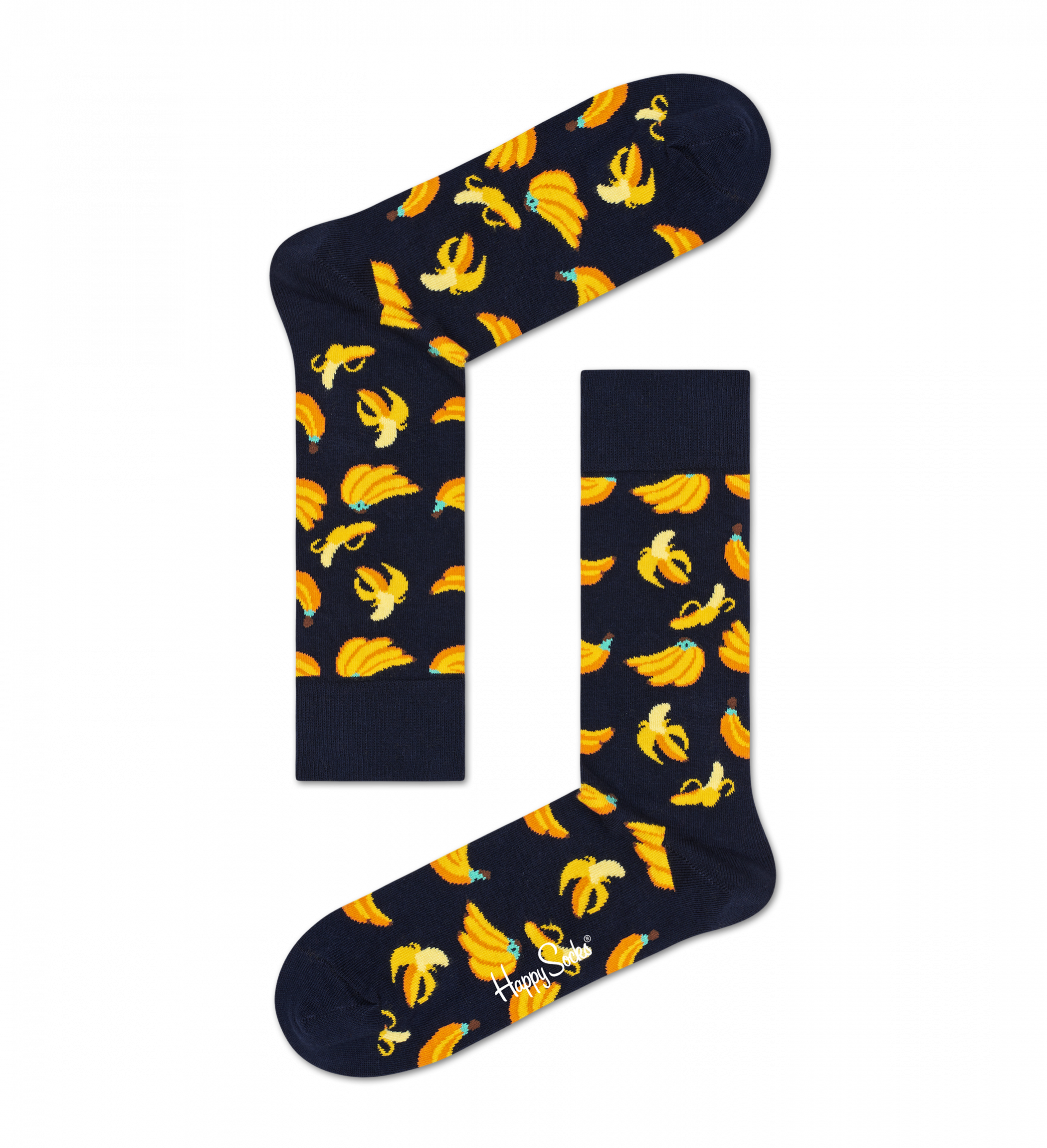 Černé ponožky Happy Socks, vzor Banana