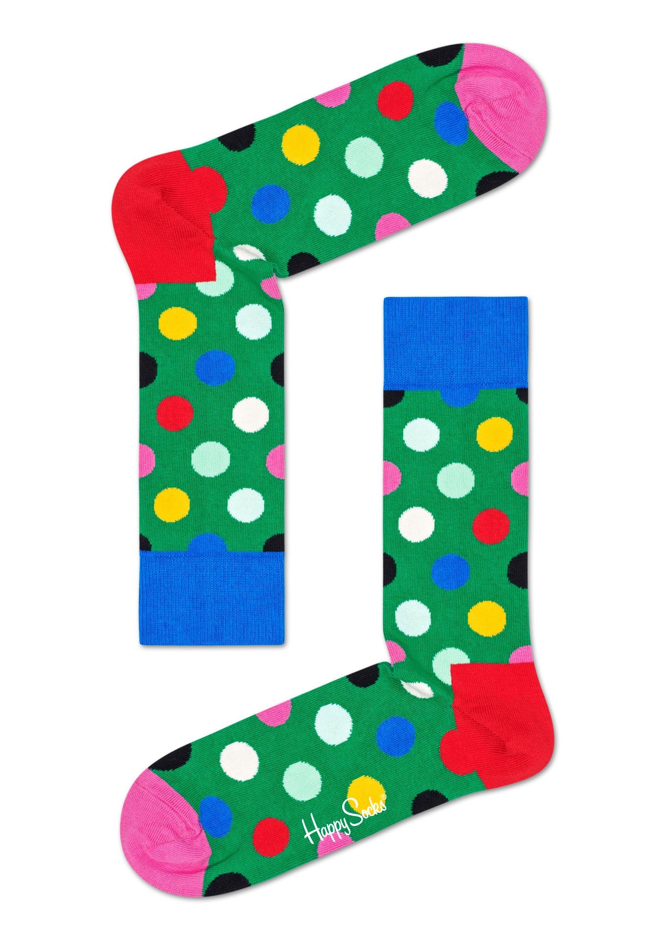 Zelené ponožky Happy Socks s puntíky, vzor Big Dot Block
