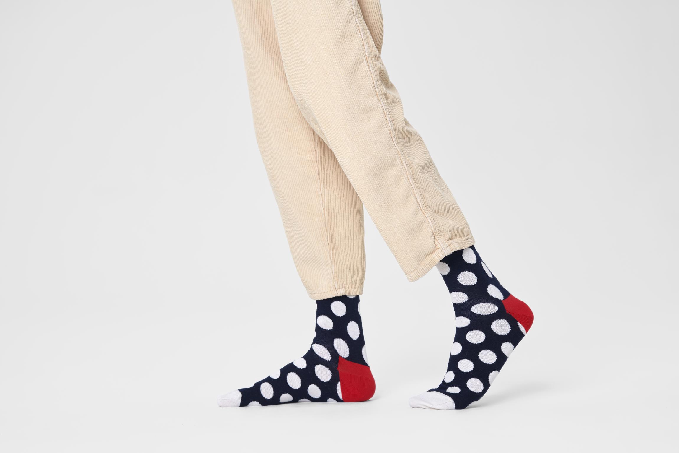 Modré ponožky Happy Socks s puntíky, vzor Big Dot