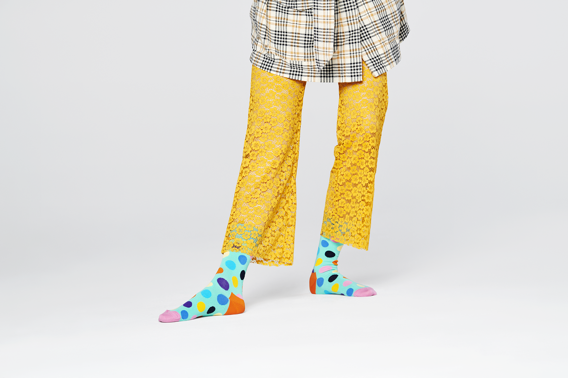 Tyrkysové ponožky Happy Socks s barevnými puntíky, vzor Big Dot