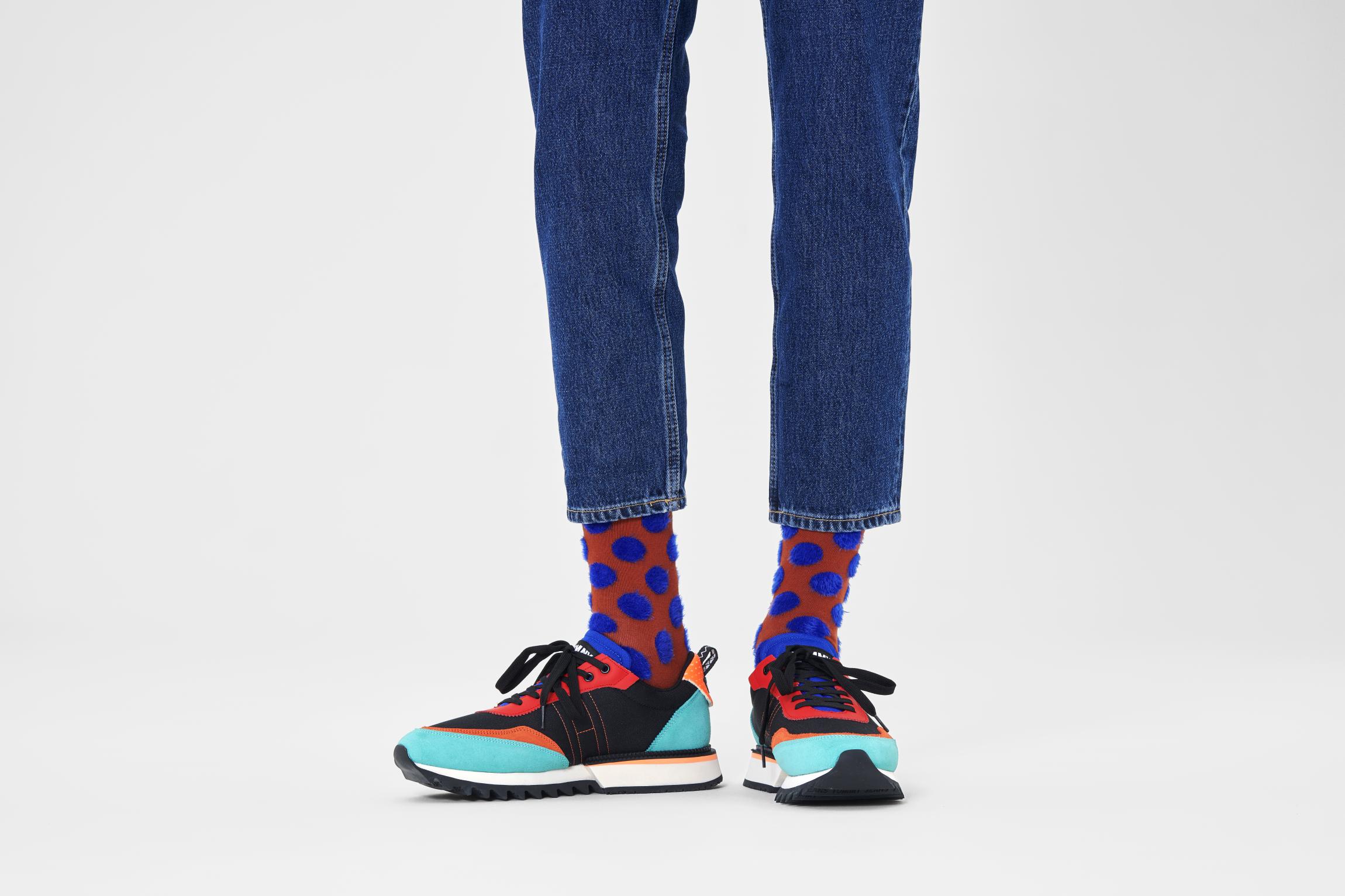 Červené ponožky Happy Socks s puntíky, vzor Big Dot