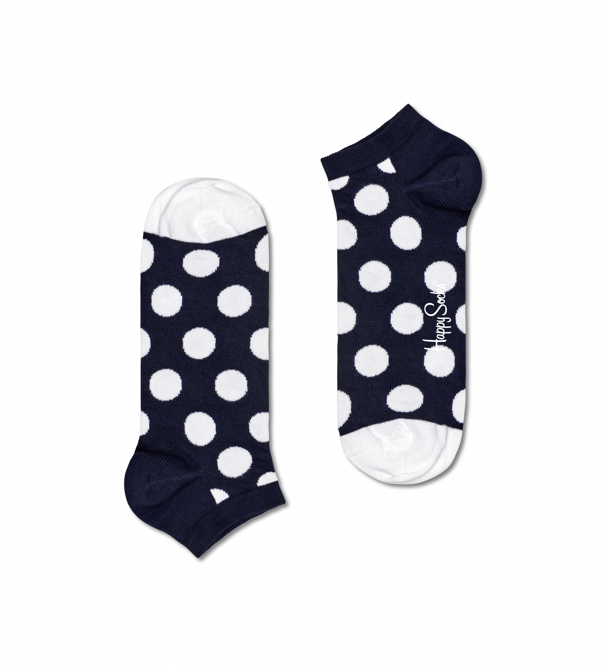 Modré nízké ponožky Happy Socks s puntíky, vzor Big Dot