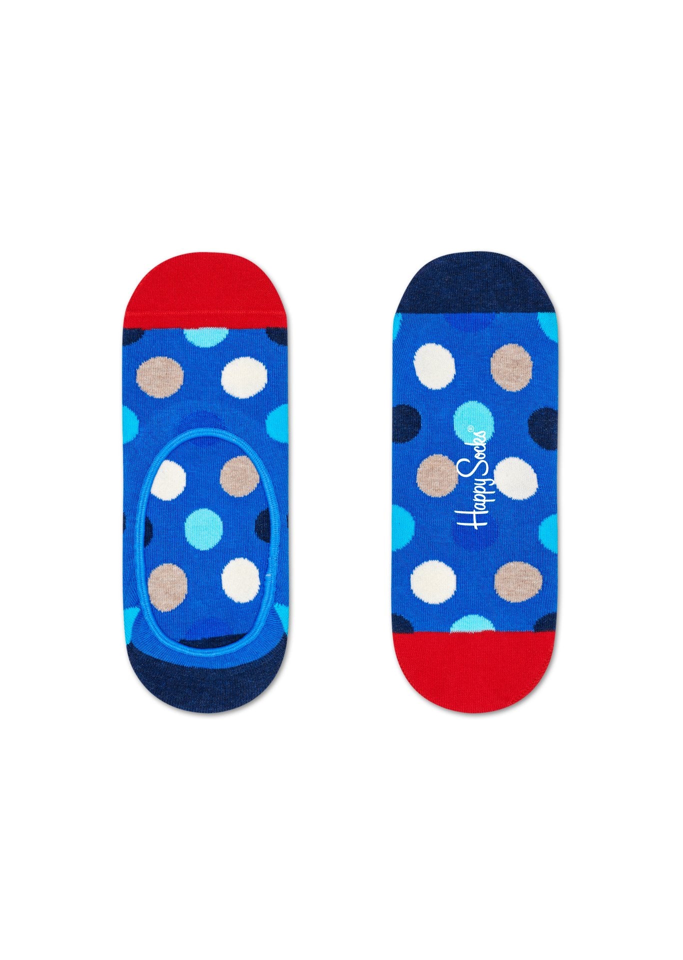 Nízké modré ponožky Happy Socks s puntíky, vzor Big Dot