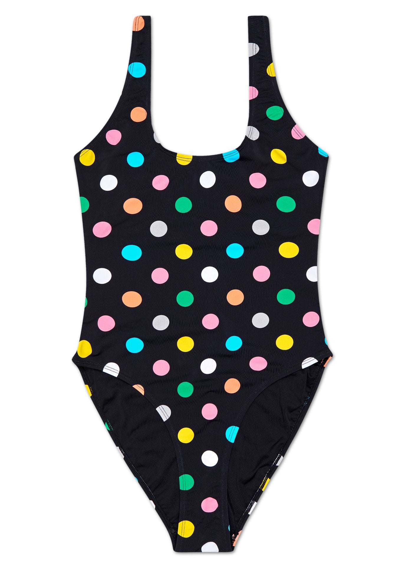 Černé dámské plavky Happy Socks s barevnými puntíky, vzor Big Dot