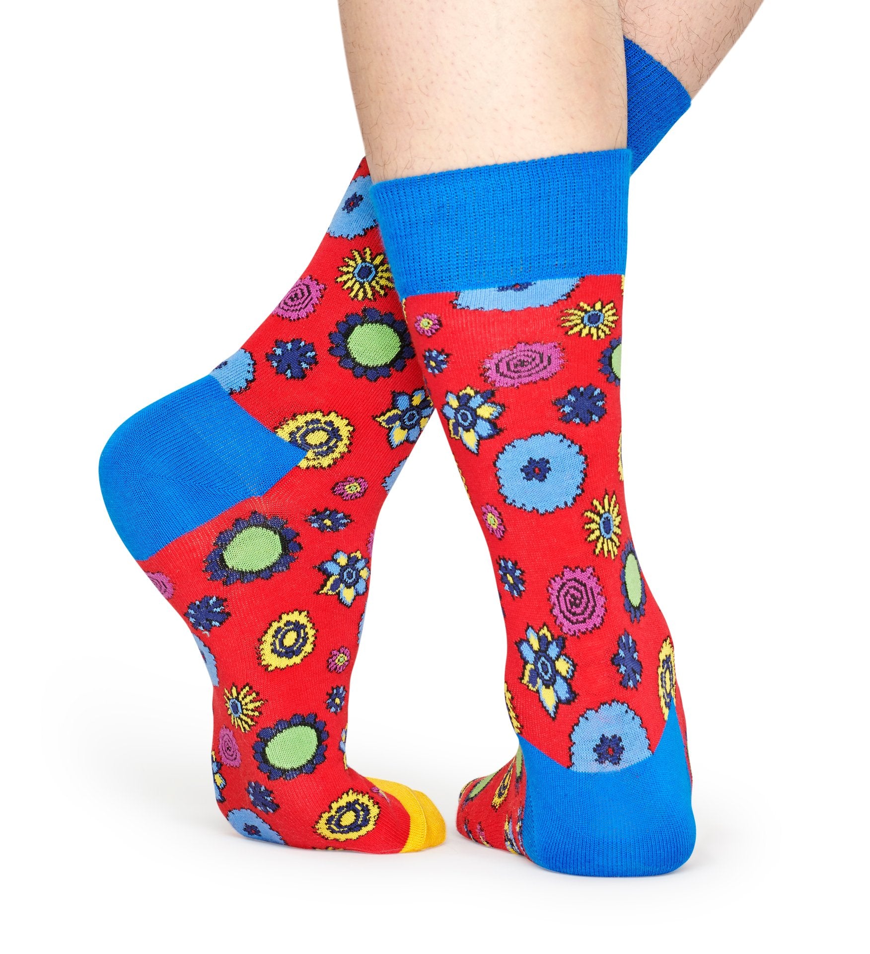 Červené ponožky Happy Socks s květy x The Beatles