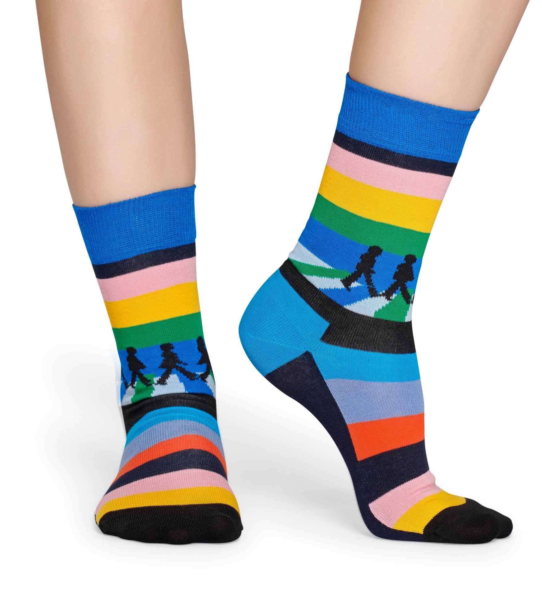 Modré pruhované ponožky z kolekce Happy Socks x Beatles, vzor Legend Crossing