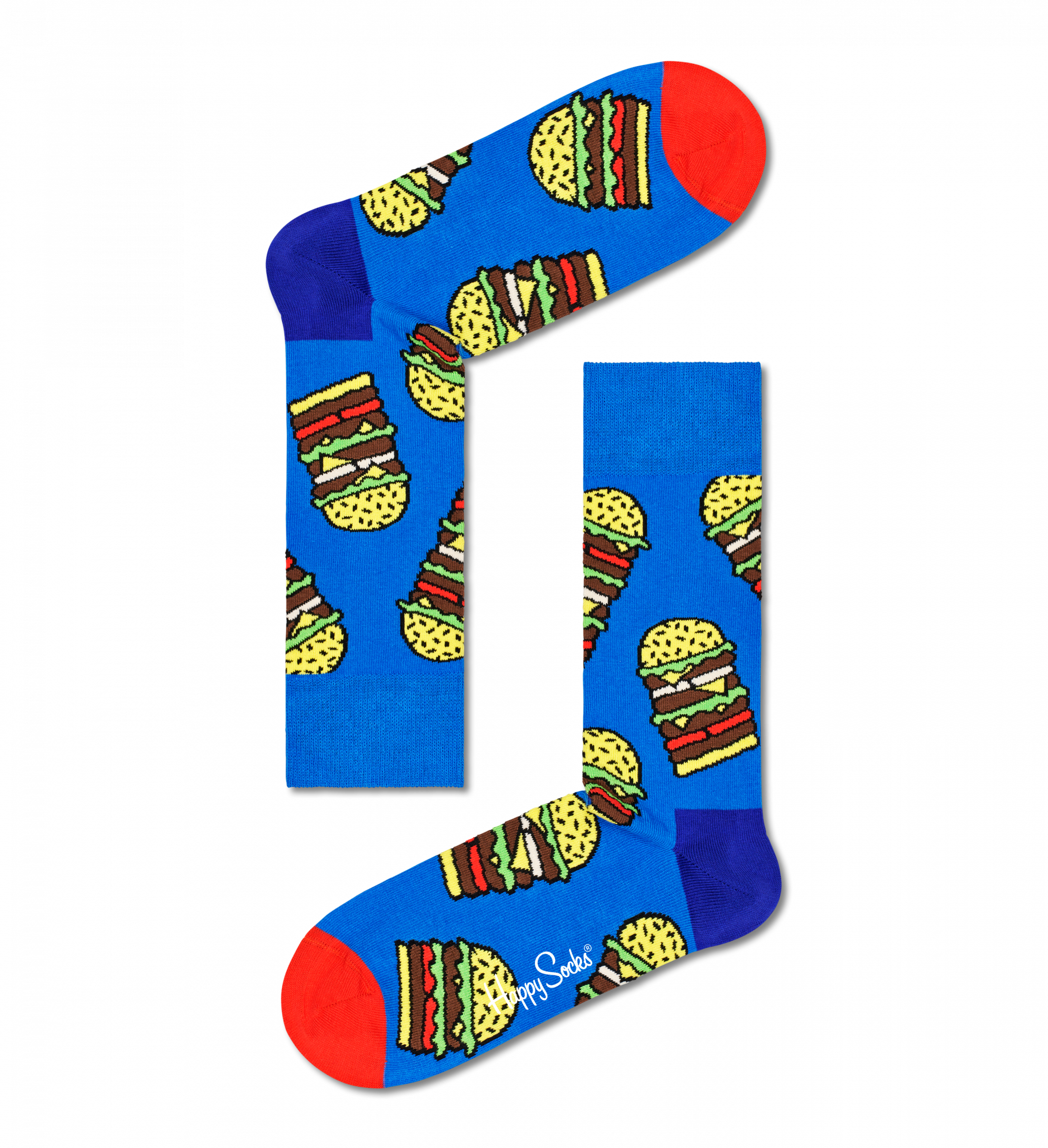 Modré ponožky Happy Socks, vzor Burger