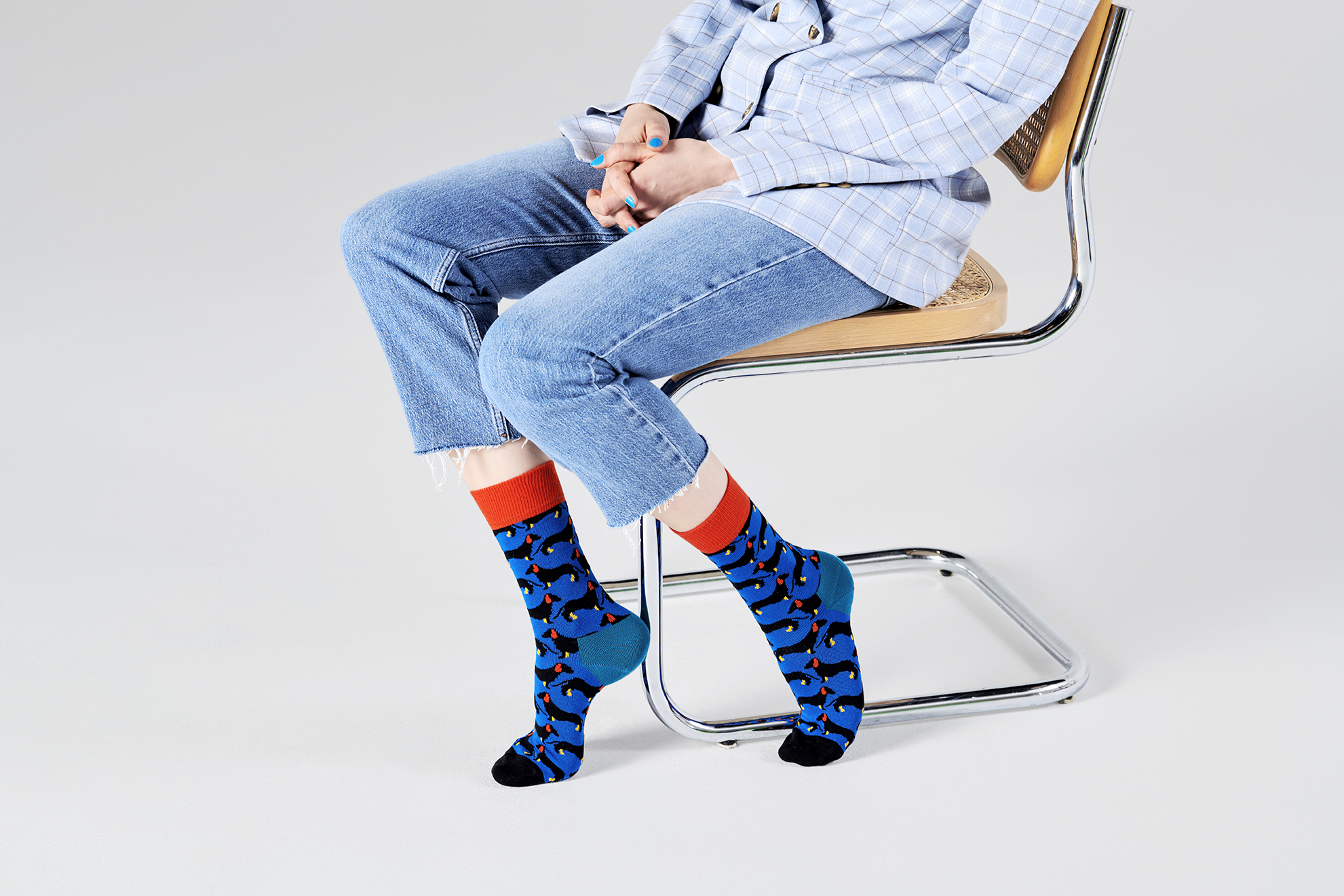 Modré ponožky Happy Socks s jezevčíky, vzor Dog