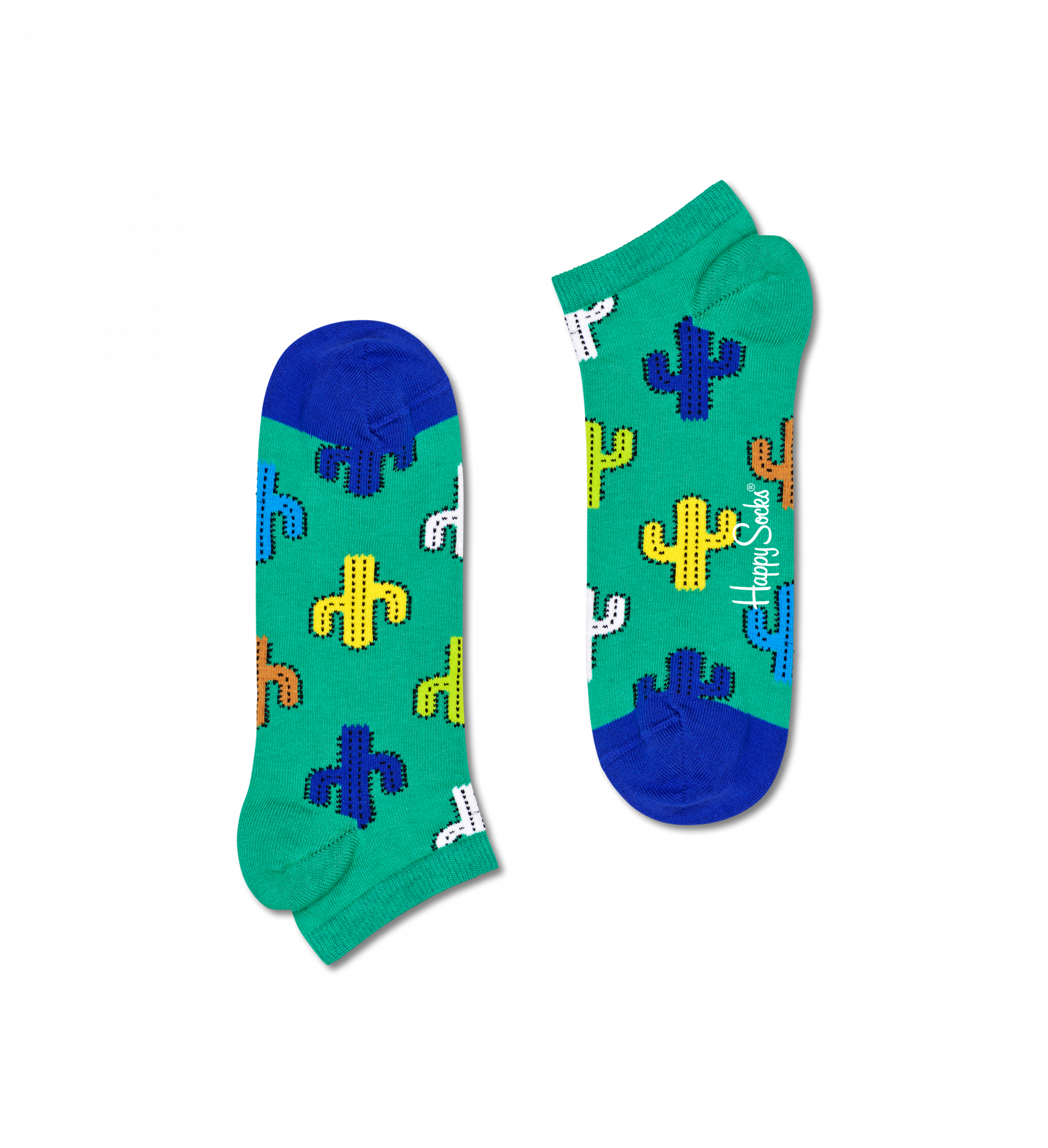 Zelené nízké ponožky Happy Socks s kaktusy, vzor Cactus