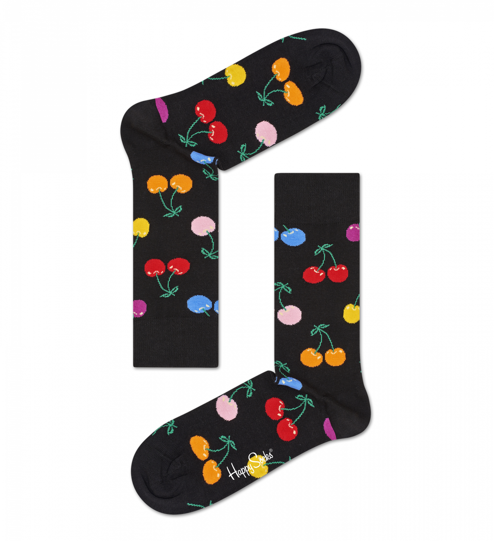 Černé ponožky Happy Socks s třešněmi, vzor Cherry