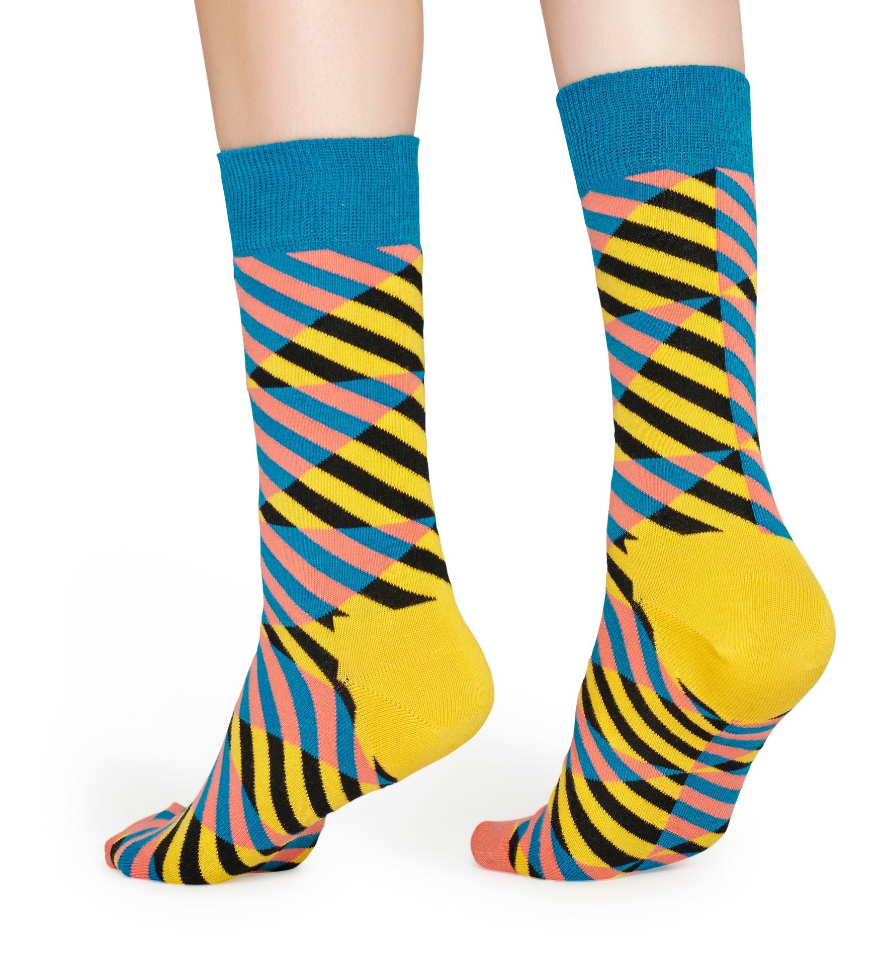 Žluto-černé ponožky Happy Socks, vzor Diagonal Stripe