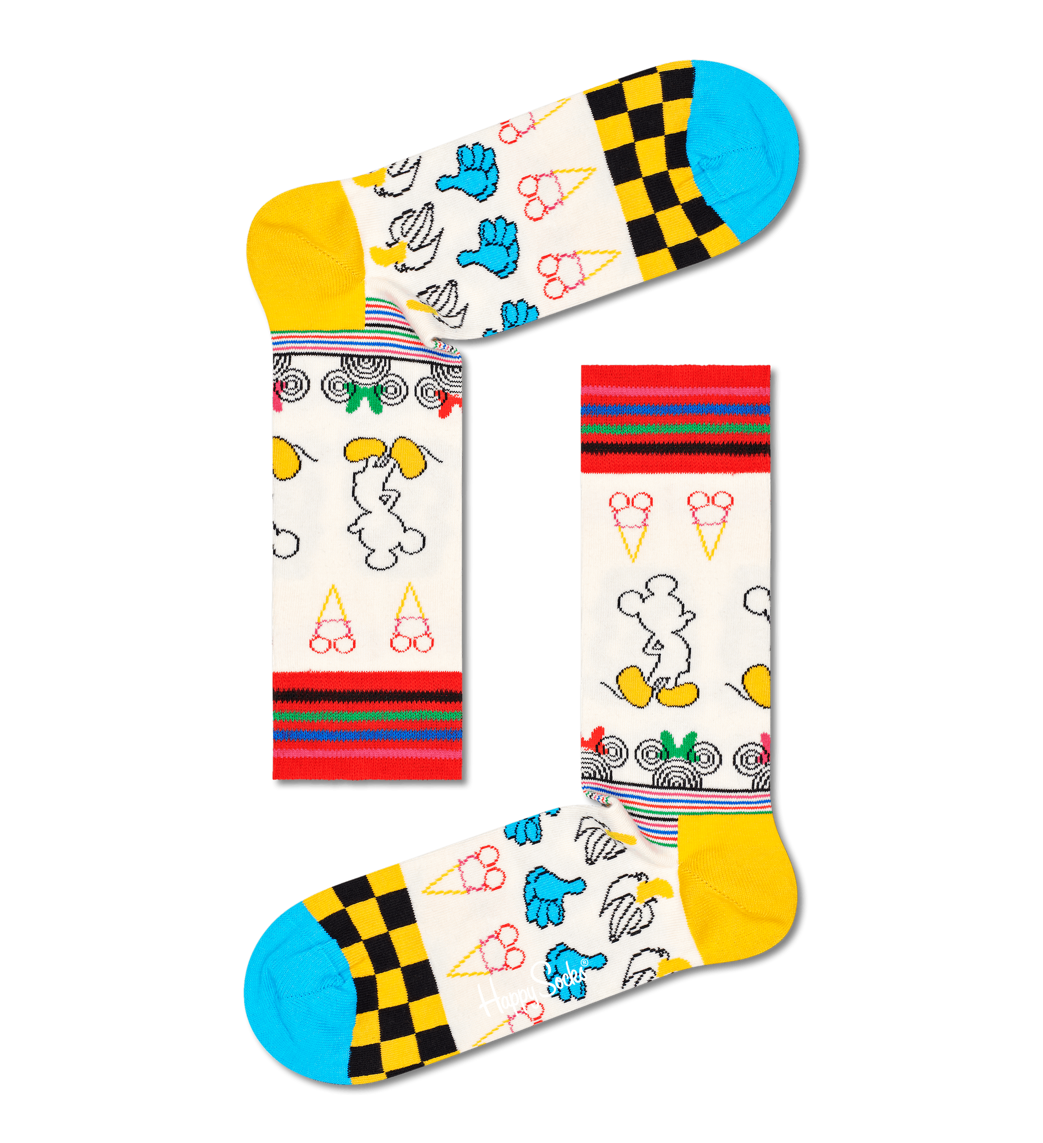 Barevné ponožky Happy Socks x Disney, vzor Sunny Sketch