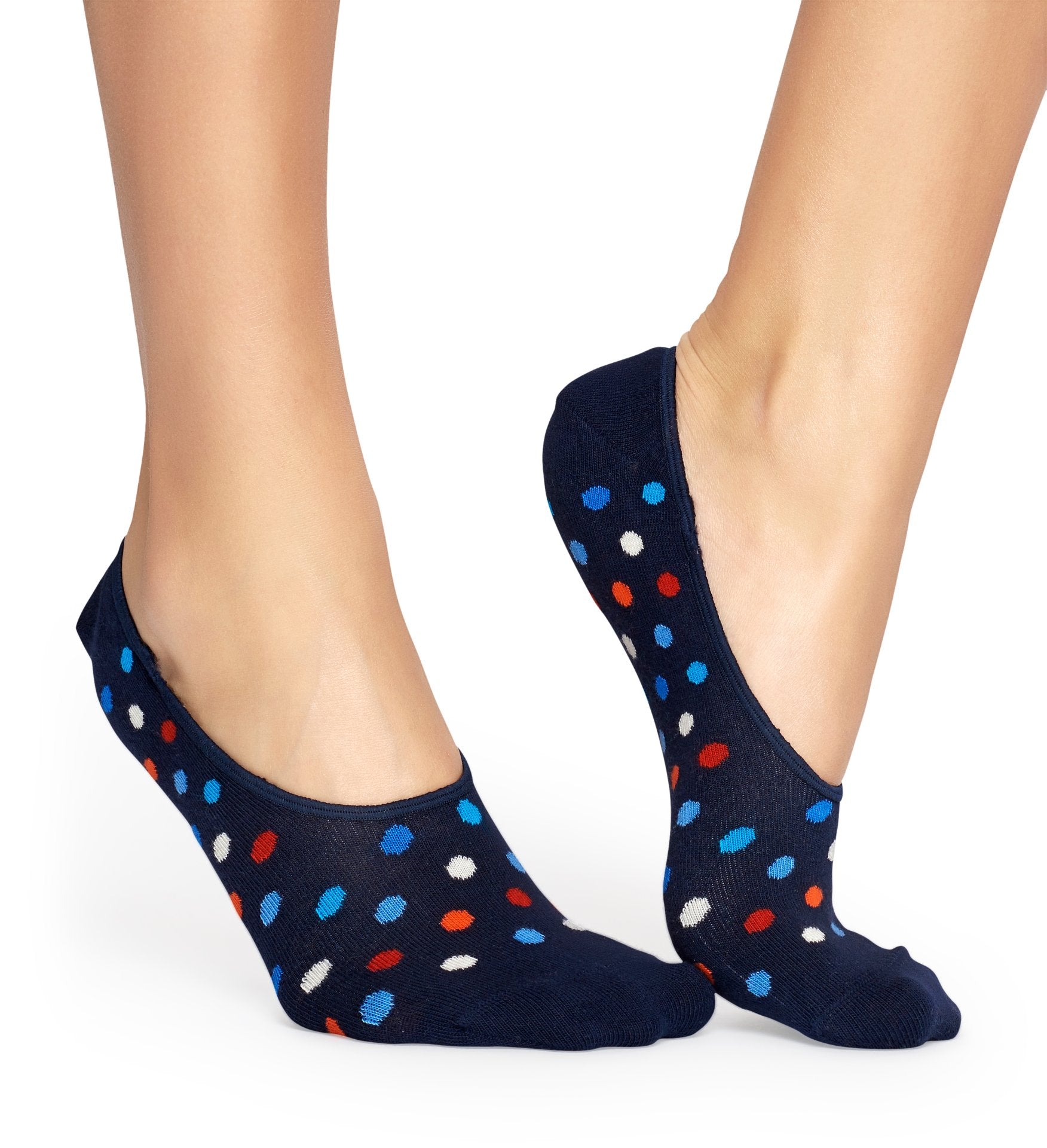 Modré nízké ponožky Happy Socks s barevnými tečkami, vzor Dot