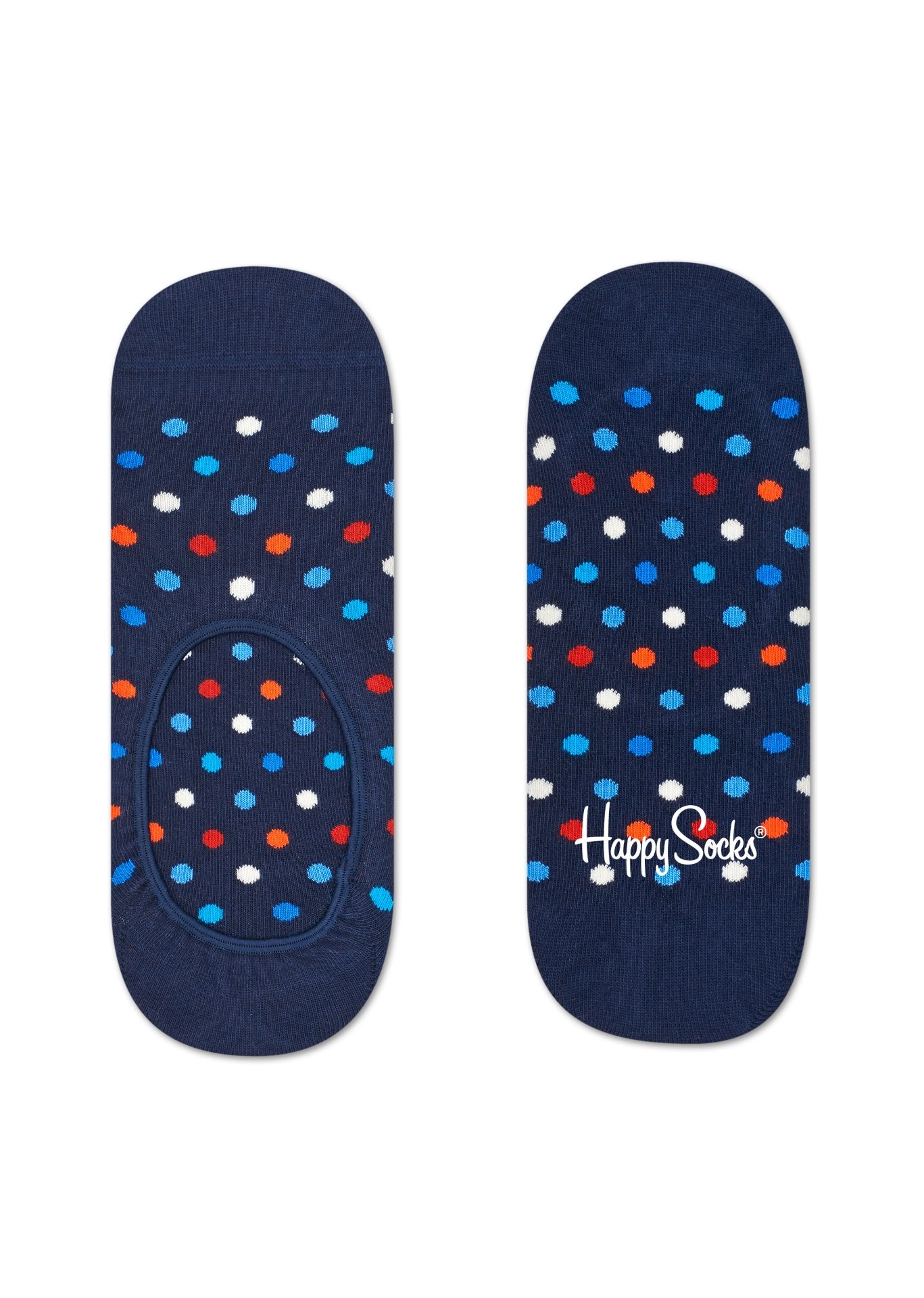 Modré nízké ponožky Happy Socks s barevnými tečkami, vzor Dot
