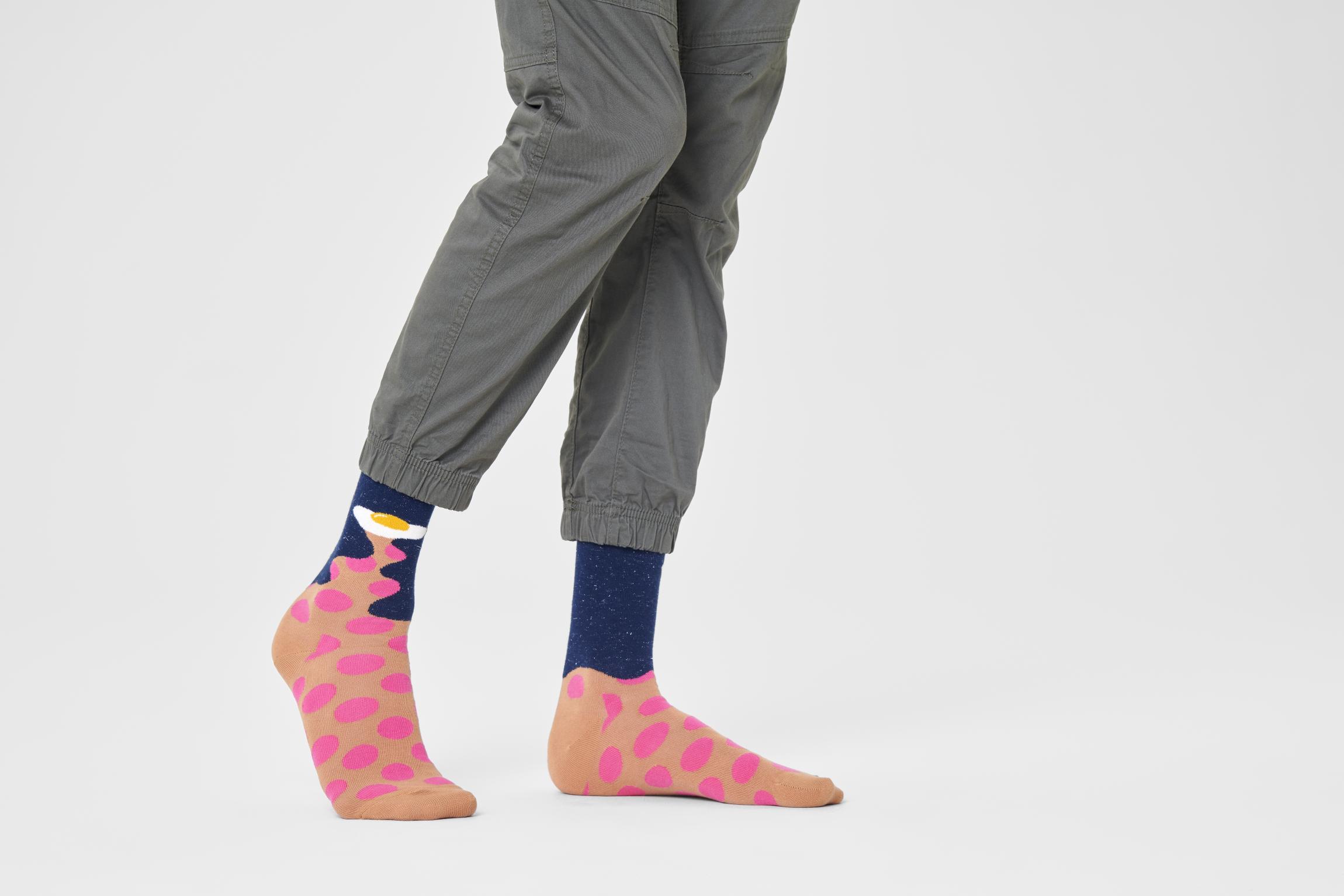Barevné třpytivé ponožky Happy Socks s vajíčkem, vzor Space Egg